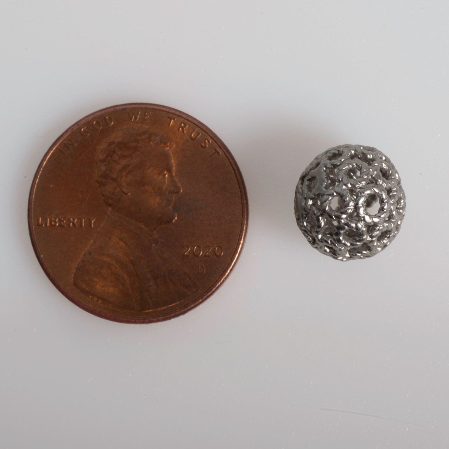 9mm Hollow Crater Sphere Bead - Made of plated zinc - Sold individually - K65