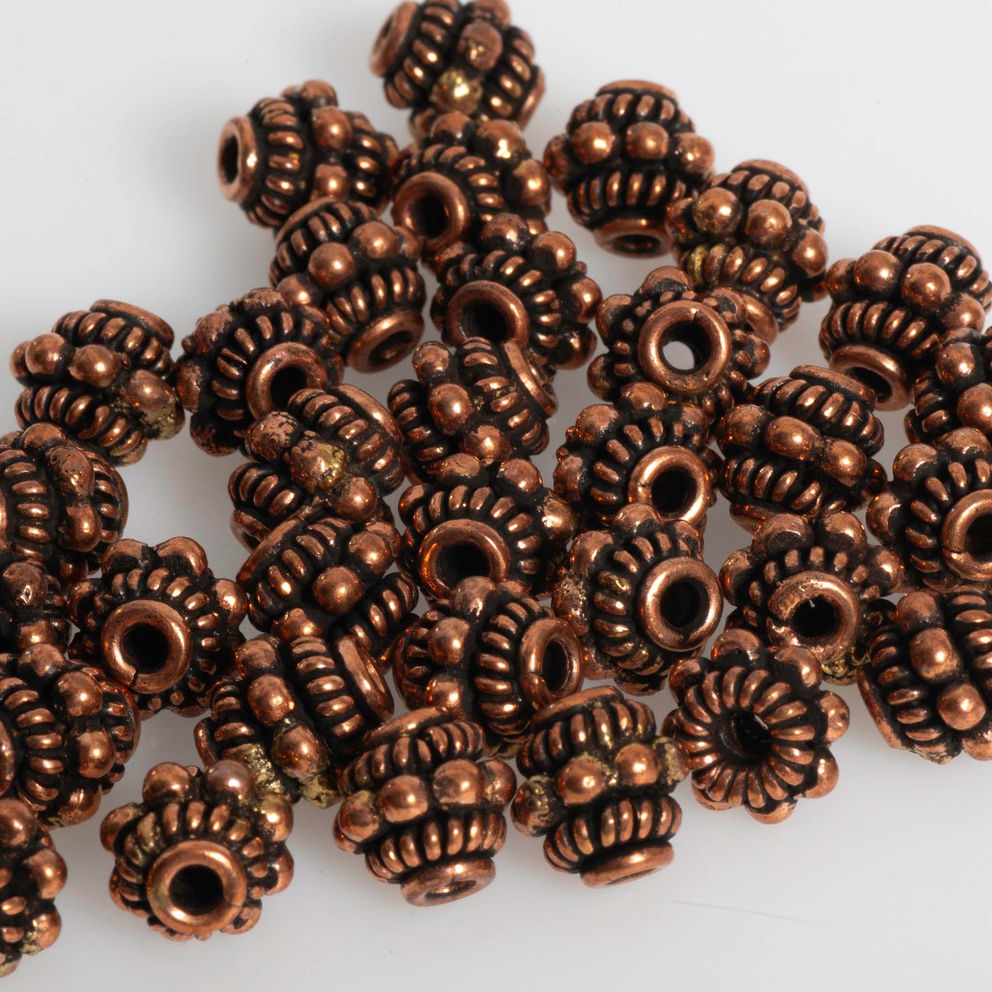 8mm x 7mm Bali-Style Roped Bumpy Cylinder Bead - Made of Copper - Sold Individually - CS1245