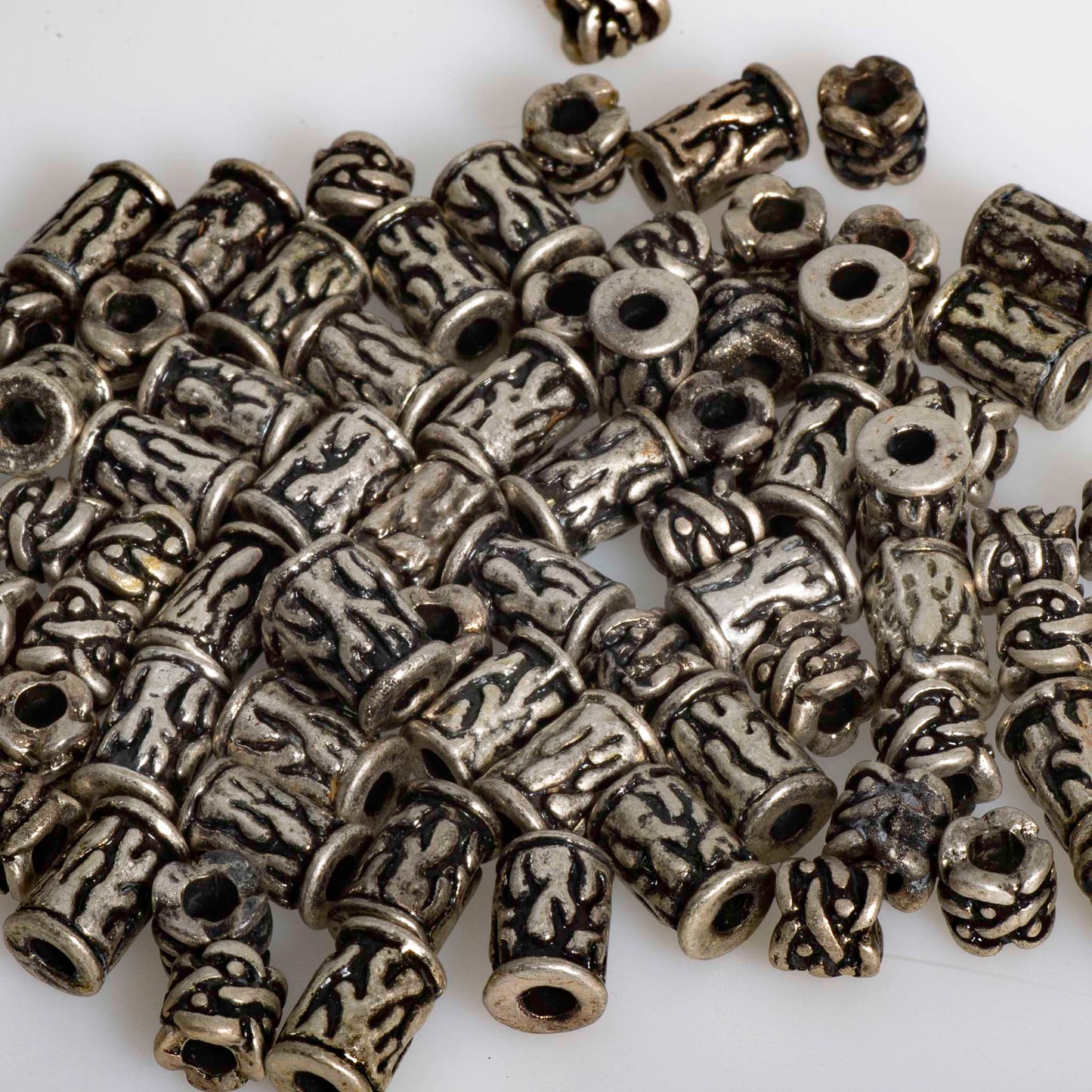 Wood Grain Textured Pewter Bead 8.7mm x 5mm in Silver & Gold - Sold in 100pc Packages - CBS5/B1000