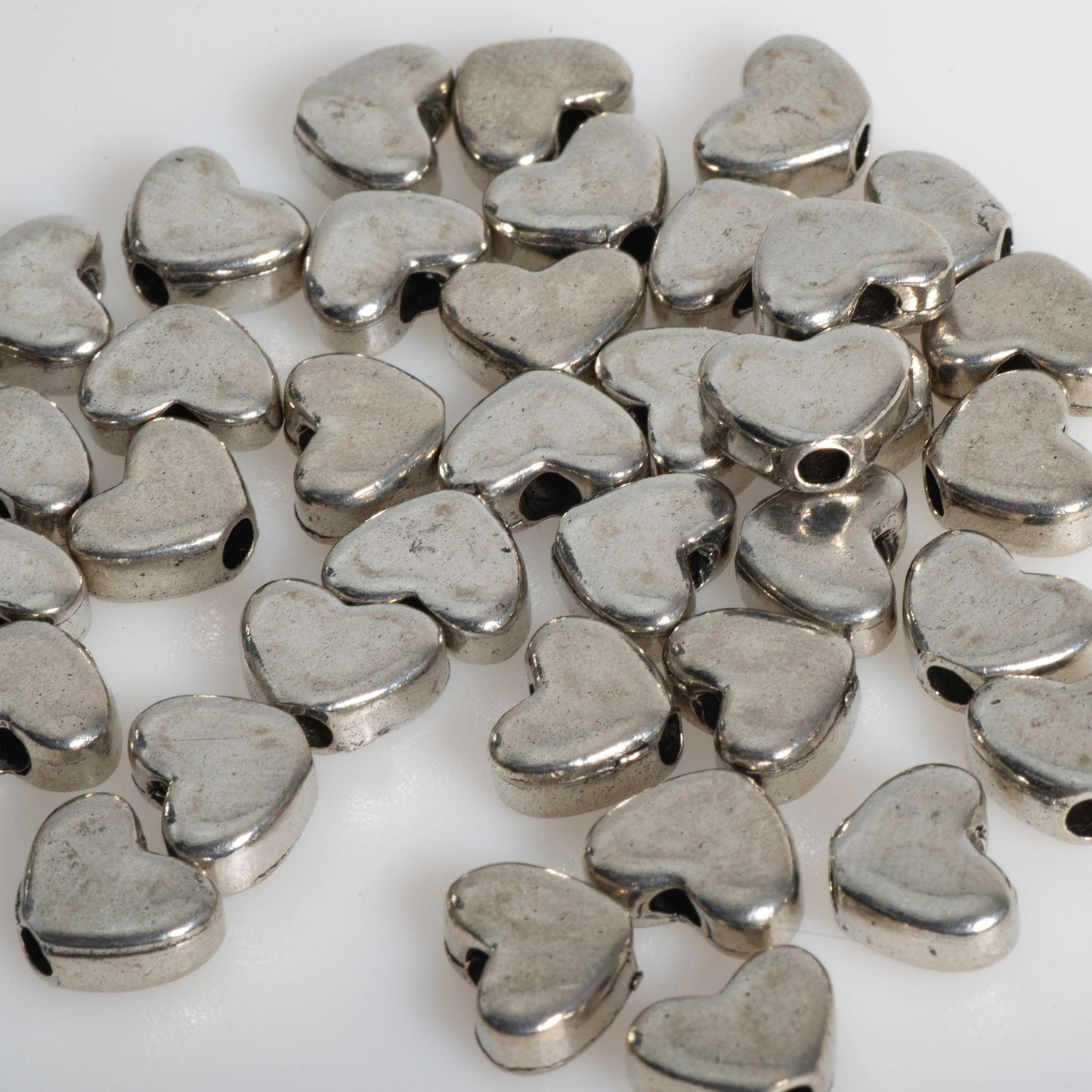 8mm Solid Heart Bead - Made of Pewter - Sold Individually - CBS691