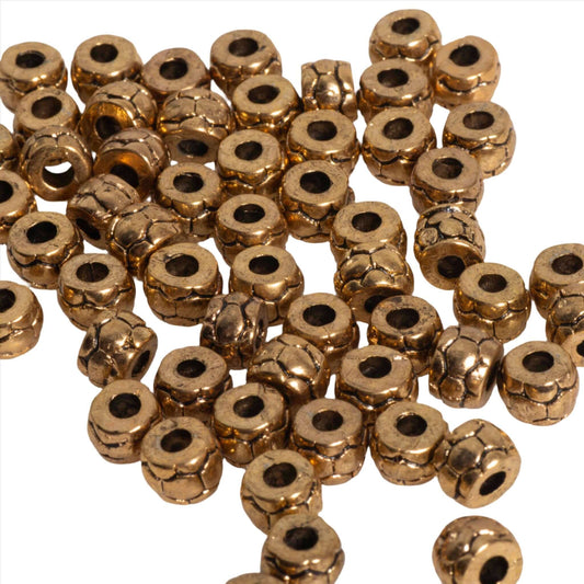 Tortoise Shell Texture Pewter Bead 4.7mm x 6.3mm in Silver & Gold - Sold by Pack of 100 - CBS5/B500