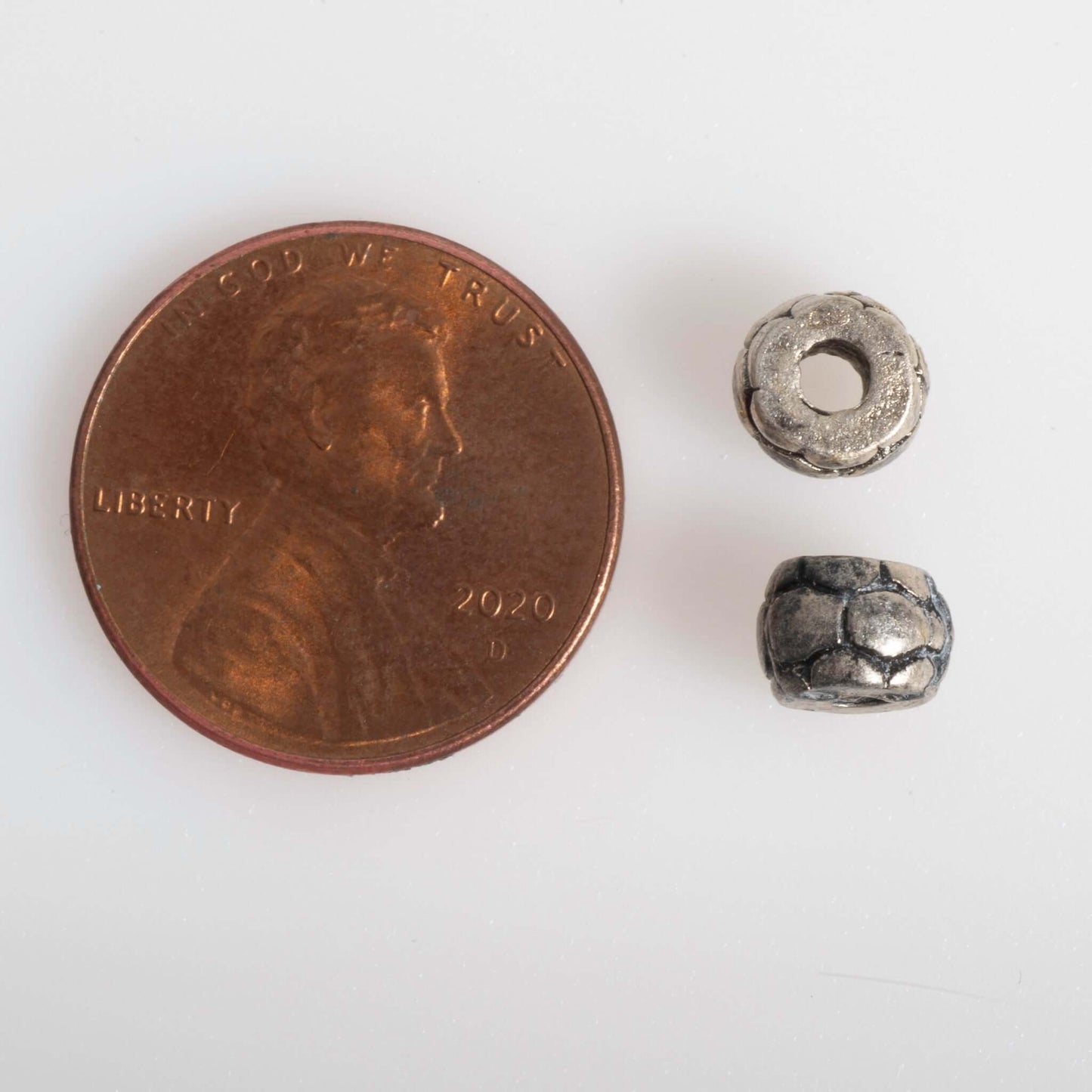 Tortoise Shell Texture Pewter Bead 4.7mm x 6.3mm in Silver & Gold - Sold by Pack of 100 - CBS5/B500