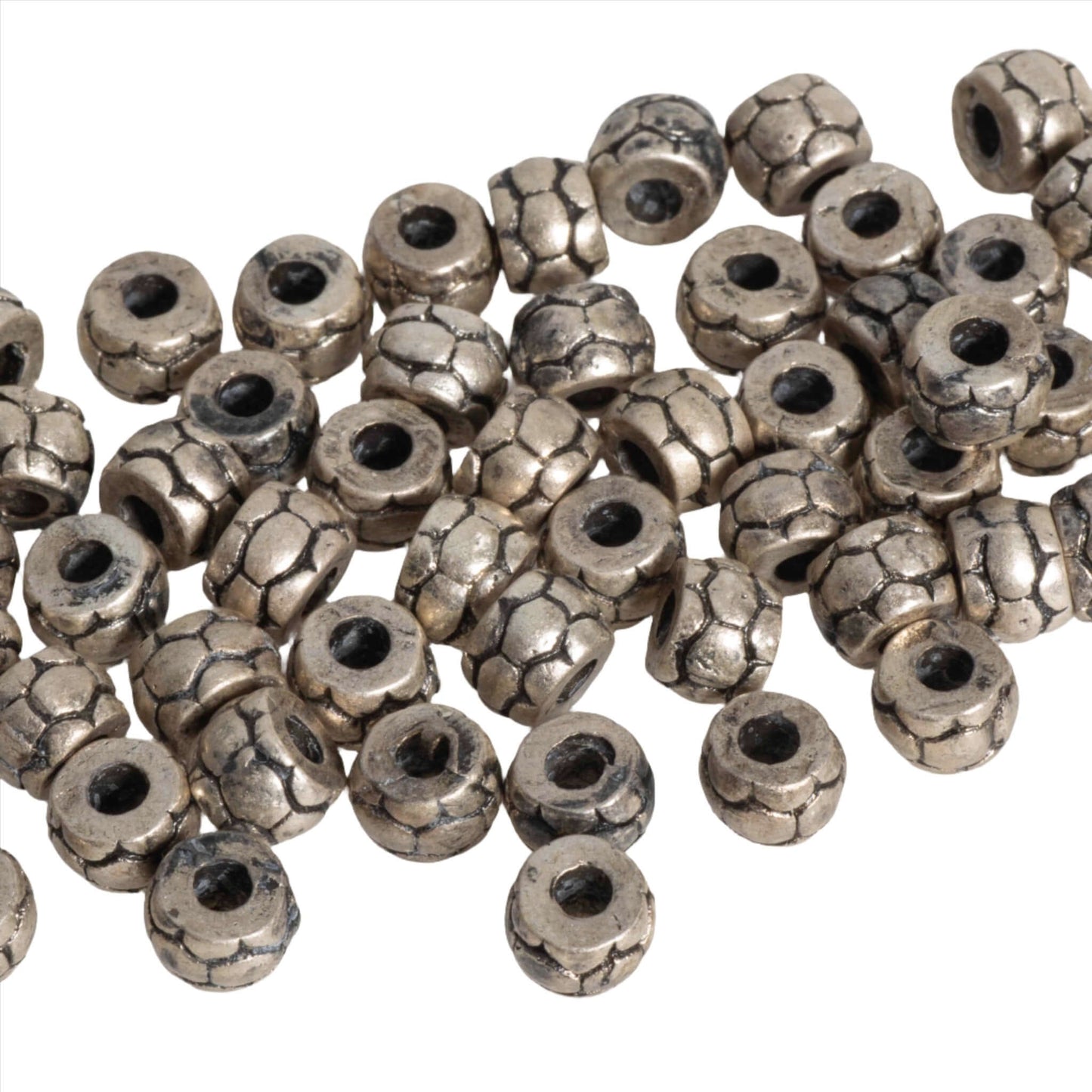 Tortoise Shell Texture Pewter Bead 4.7mm x 6.3mm in Silver & Gold - Sold by Pack of 100 - CBS5/B500