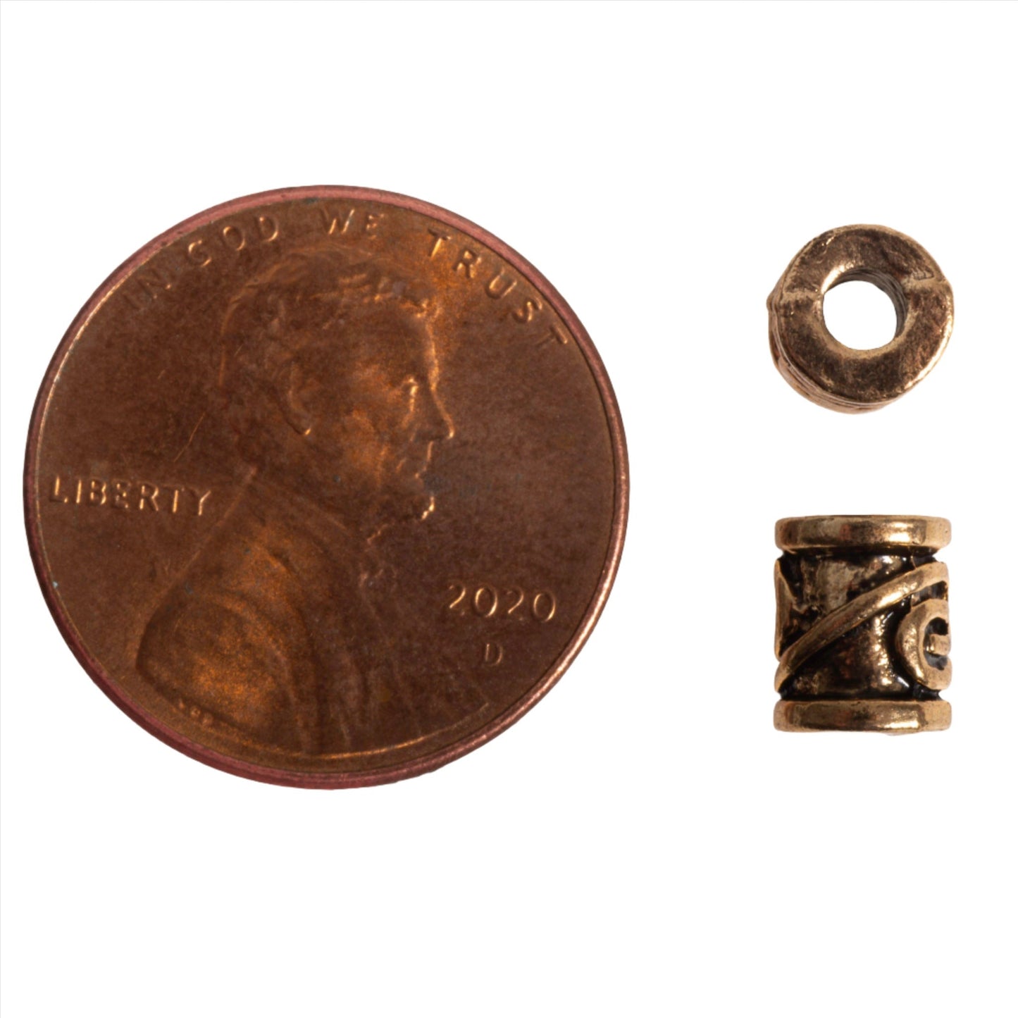 Twist Design Pewter Bead 6.9mm x 4.8mm in Silver & Gold - Sold by Pack of 100 - CBS5/B1700