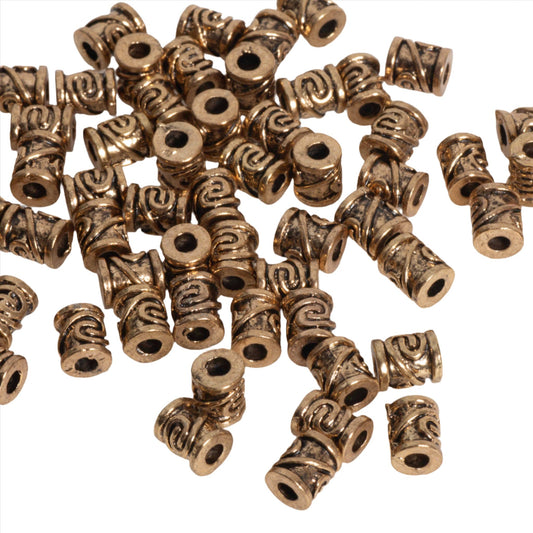 Twist Design Pewter Bead 6.9mm x 4.8mm in Silver & Gold - Sold by Pack of 100 - CBS5/B1700