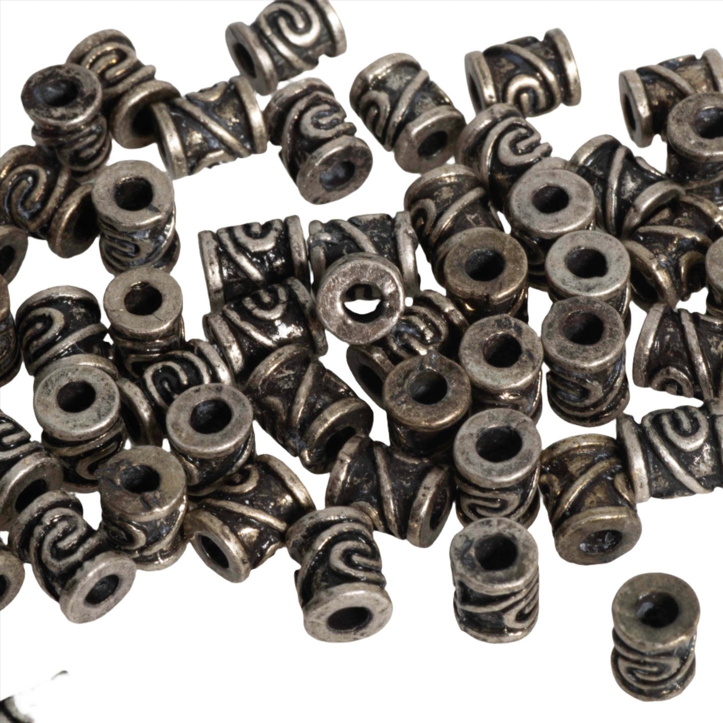 Twist Design Pewter Bead 6.9mm x 4.8mm in Silver & Gold - Sold by Pack of 100 - CBS5/B1700
