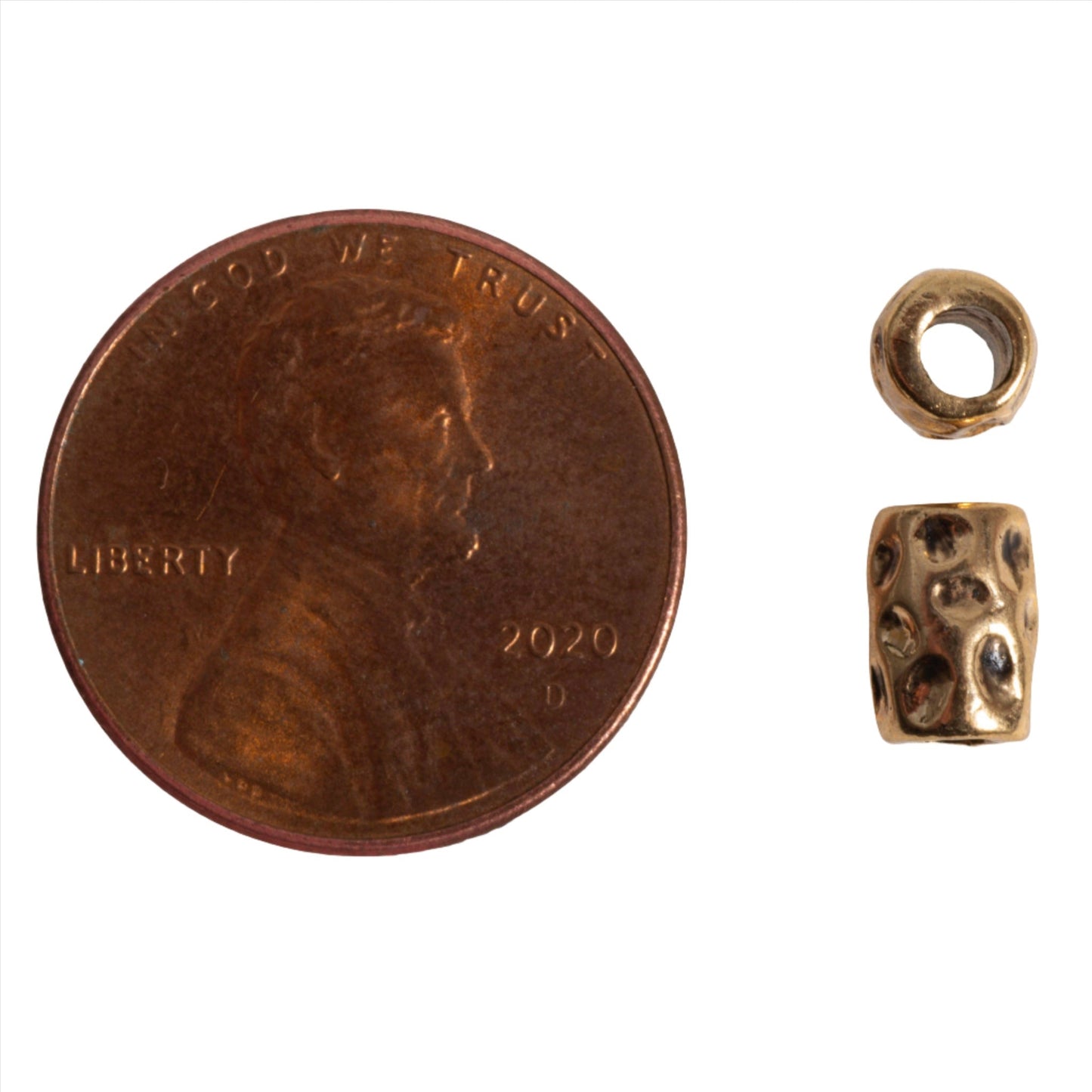 Drift Wood Texture Pewter Bead 6.7mm x 5.8mm in Gold & Solid Pewter - Sold by Pack of 100 - CBS5/B1600
