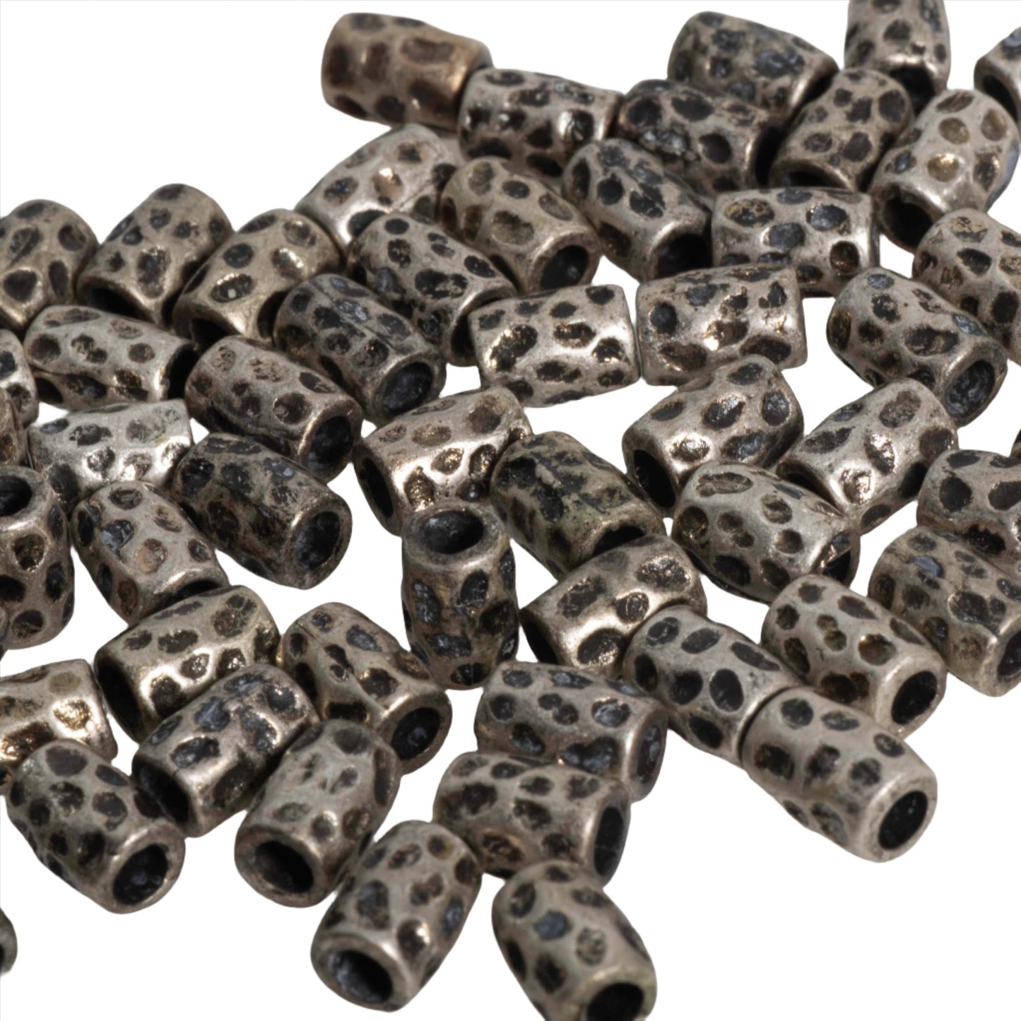 Drift Wood Texture Pewter Bead 6.7mm x 5.8mm in Gold & Solid Pewter - Sold by Pack of 100 - CBS5/B1600