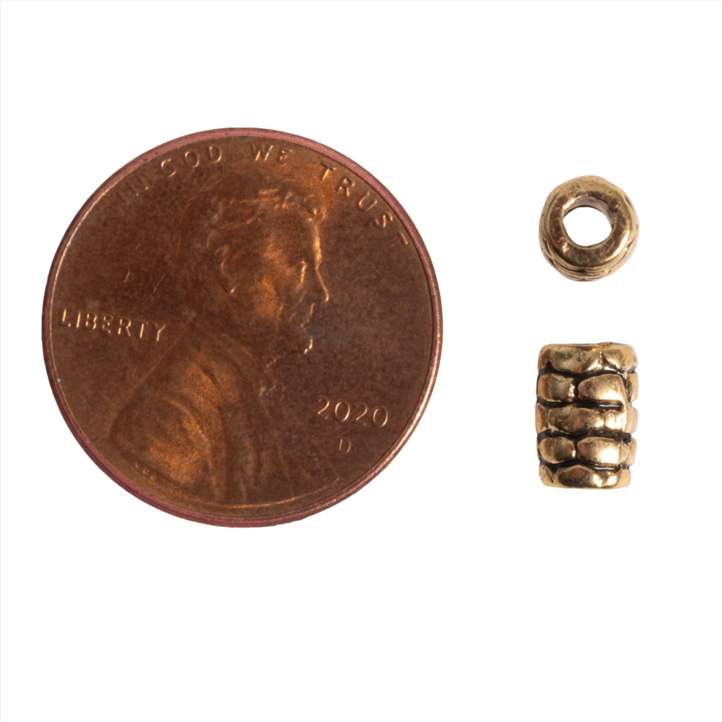 Brick Textured Bead 6.8mm x 4.9mm in Gold or Solid Pewter - Sold by Pack of 100 - CBS5/B1400