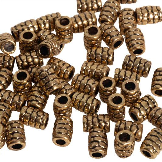 Brick Textured Bead 6.8mm x 4.9mm in Gold or Solid Pewter - Sold by Pack of 100 - CBS5/B1400