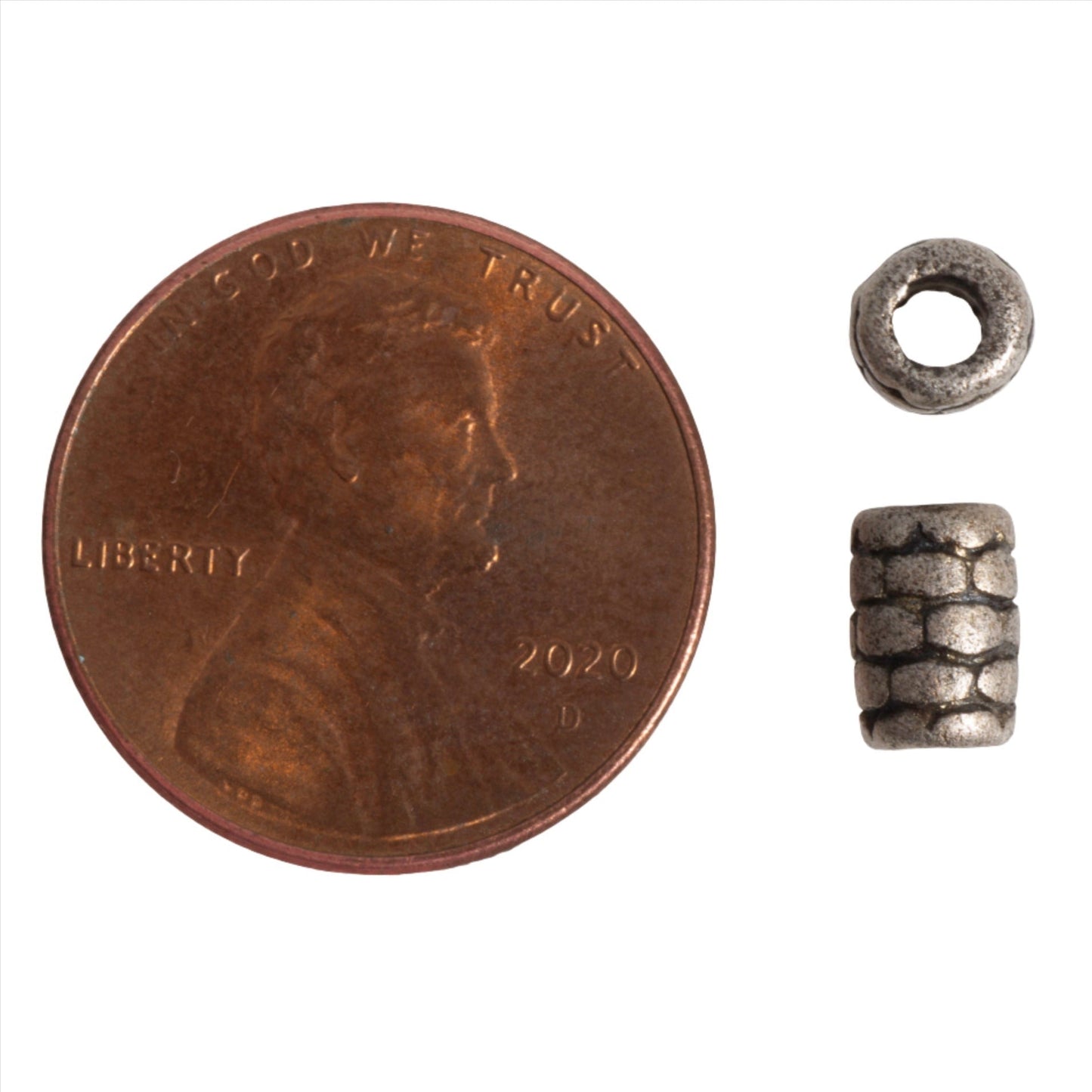 Brick Textured Bead 6.8mm x 4.9mm in Gold or Solid Pewter - Sold by Pack of 100 - CBS5/B1400