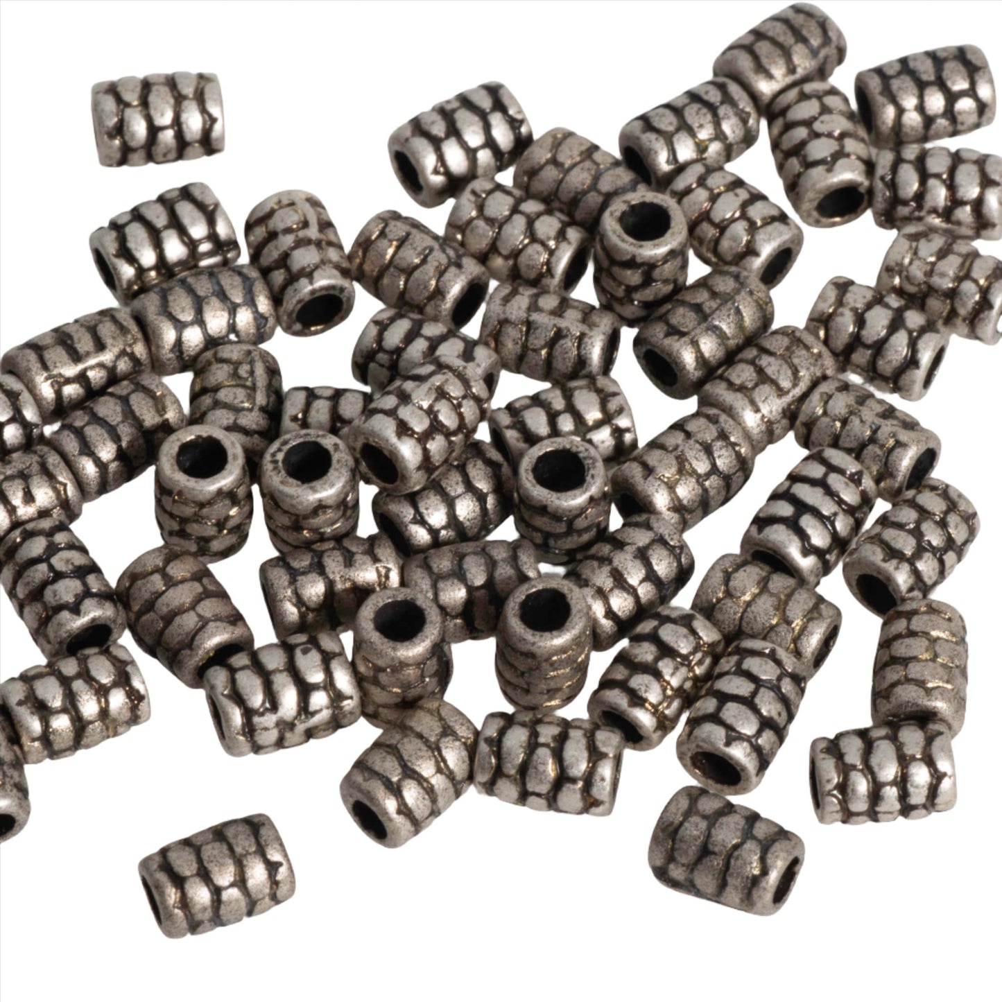 Brick Textured Bead 6.8mm x 4.9mm in Gold or Solid Pewter - Sold by Pack of 100 - CBS5/B1400