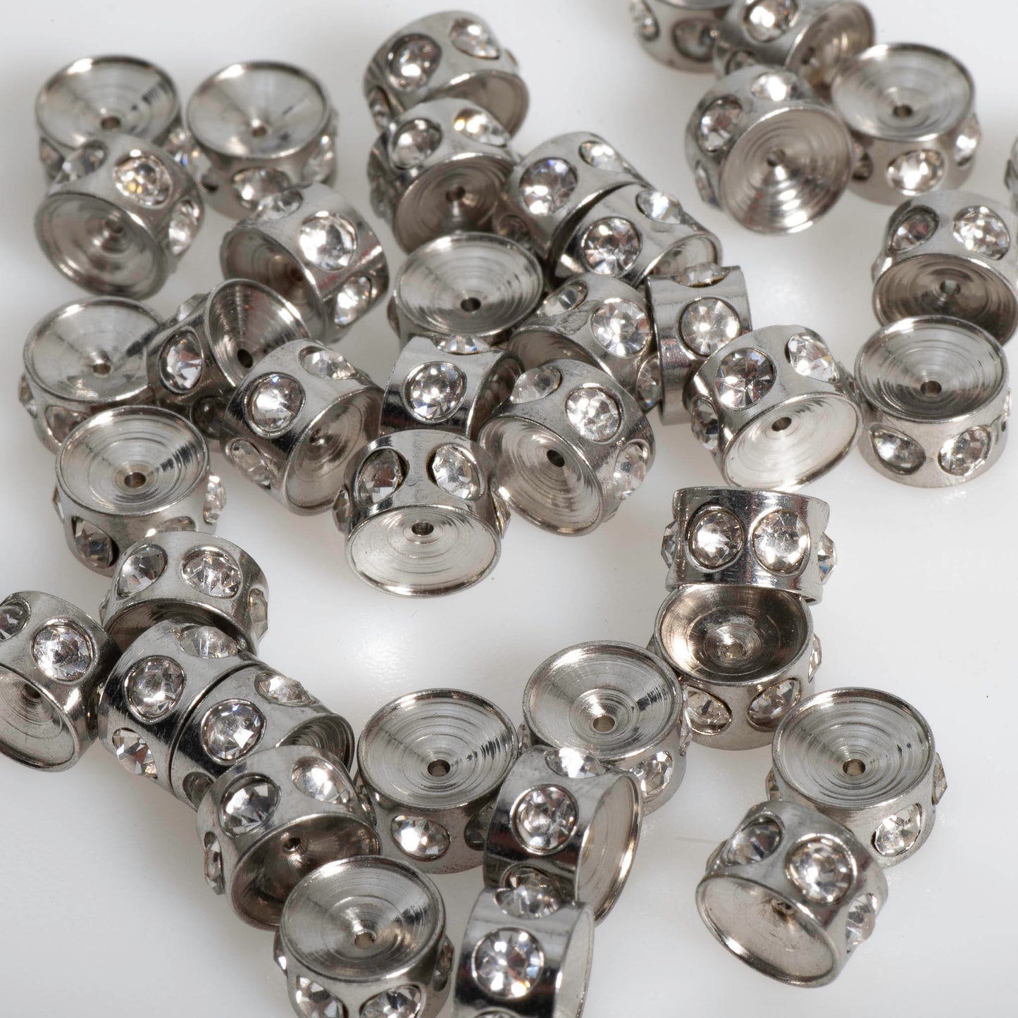 Stainless Steel Concave CZ Spacer Beads 3.5mm x 5mm & 5mm x 8mm - SB1SS, SB2SS