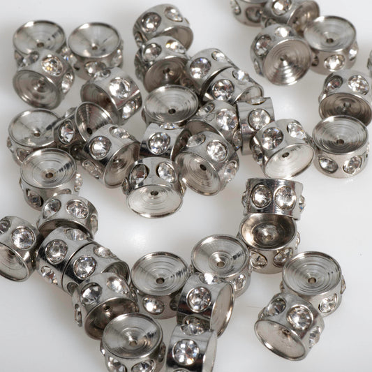Stainless Steel Concave CZ Spacer Beads 3.5mm x 5mm & 5mm x 8mm - SB1SS, SB2SS