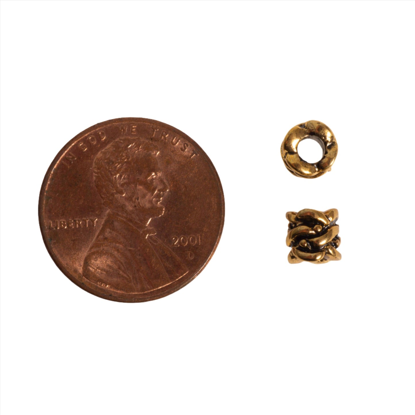 Textured Bead Made form Pewter - Available in Silver & Gold - Measures 5.2mm x 5.5mm - Sold in 100 Packs - CBS5/B1100