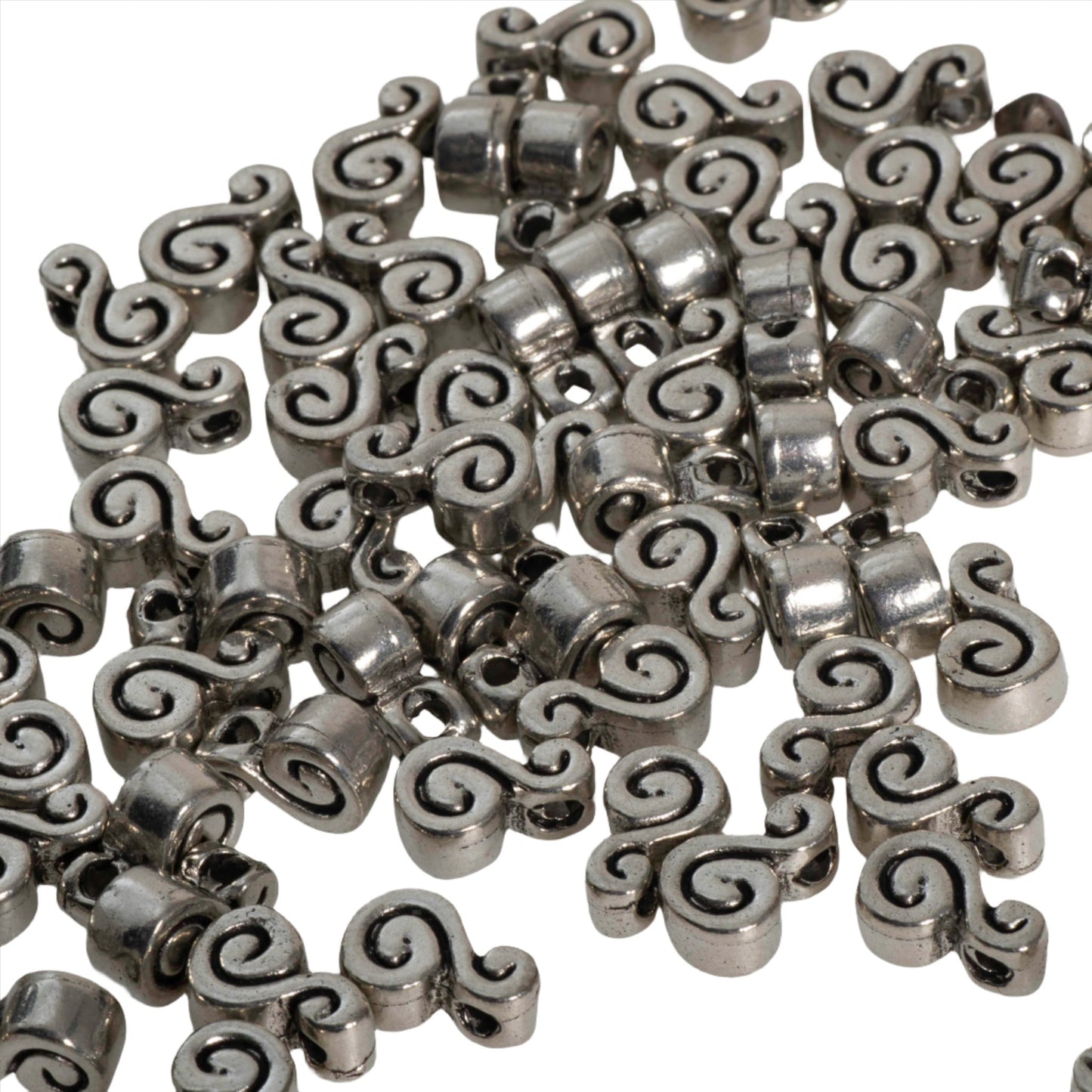 20mm x 16mm Swirl Drop Bead - Made of Pewter - Sold Individually - CBS3663