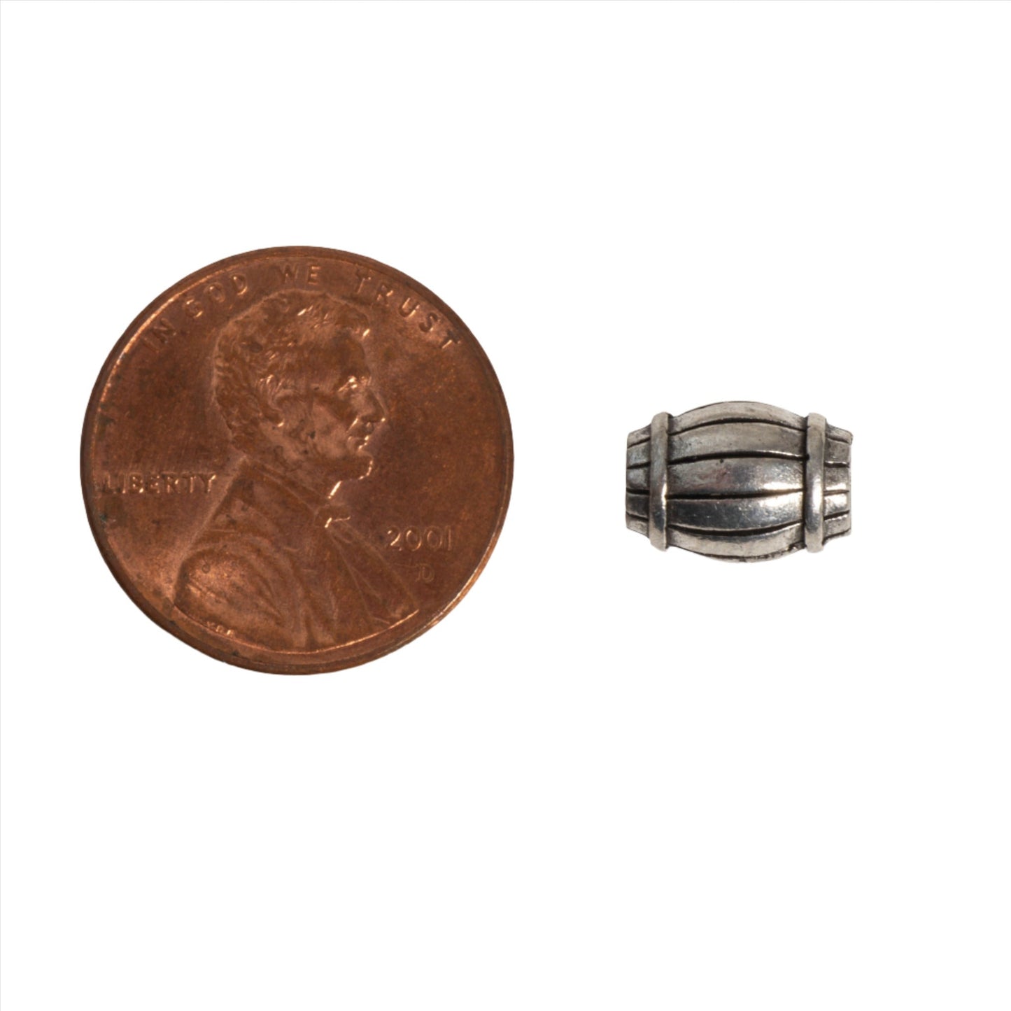 Barrel Bead Available in Silver & Gold - Made from Pewter - Measures 8mm x 5mm - Sold by the Piece - CBS2798