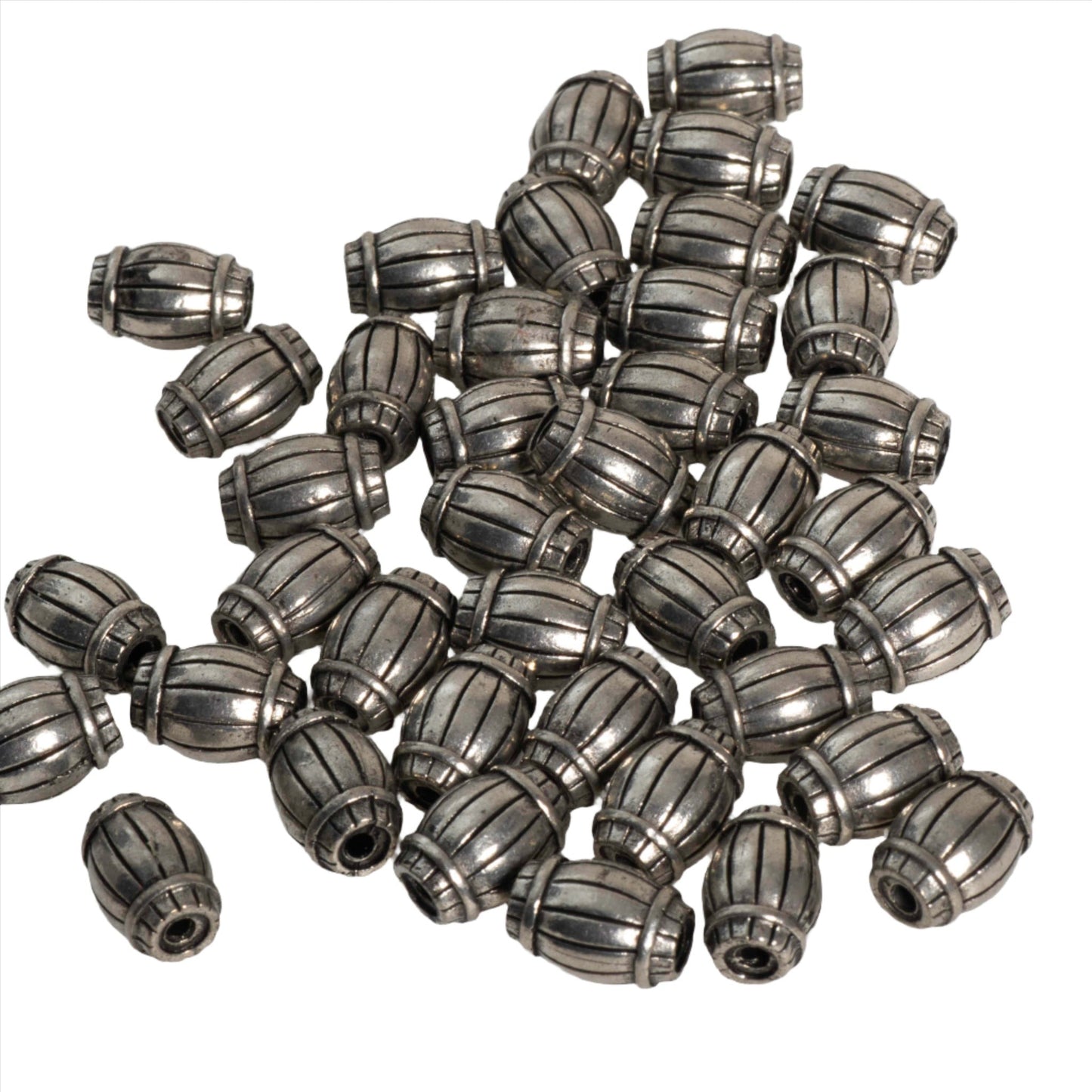 Barrel Bead Available in Silver & Gold - Made from Pewter - Measures 8mm x 5mm - Sold by the Piece - CBS2798