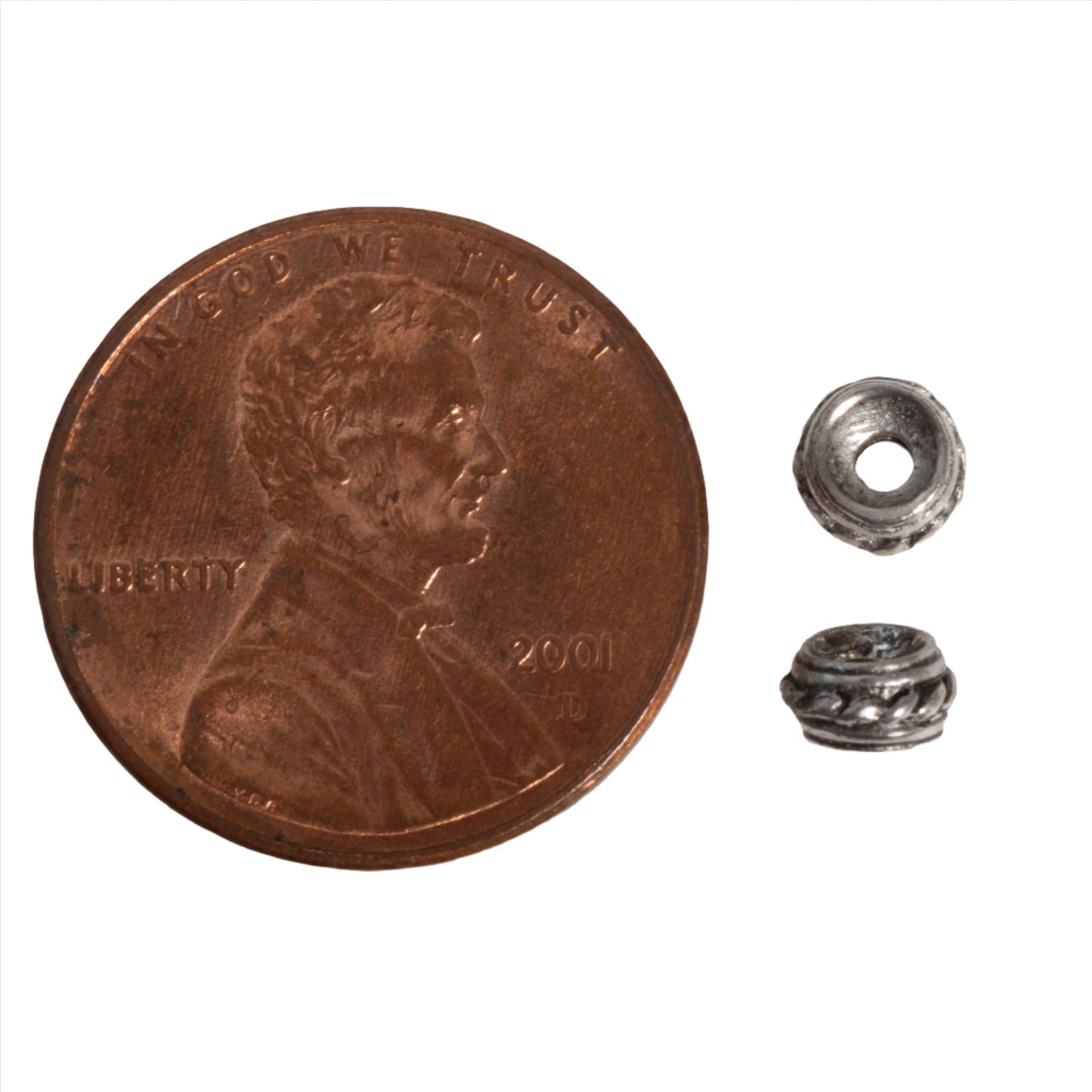5mm x 3mm Indented Rope Tube Bead - Made of Pewter - Sold Individually - CBS2026