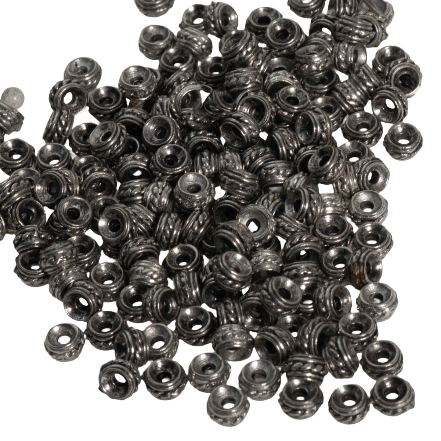 5mm x 3mm Indented Rope Tube Bead - Made of Pewter - Sold Individually - CBS2026