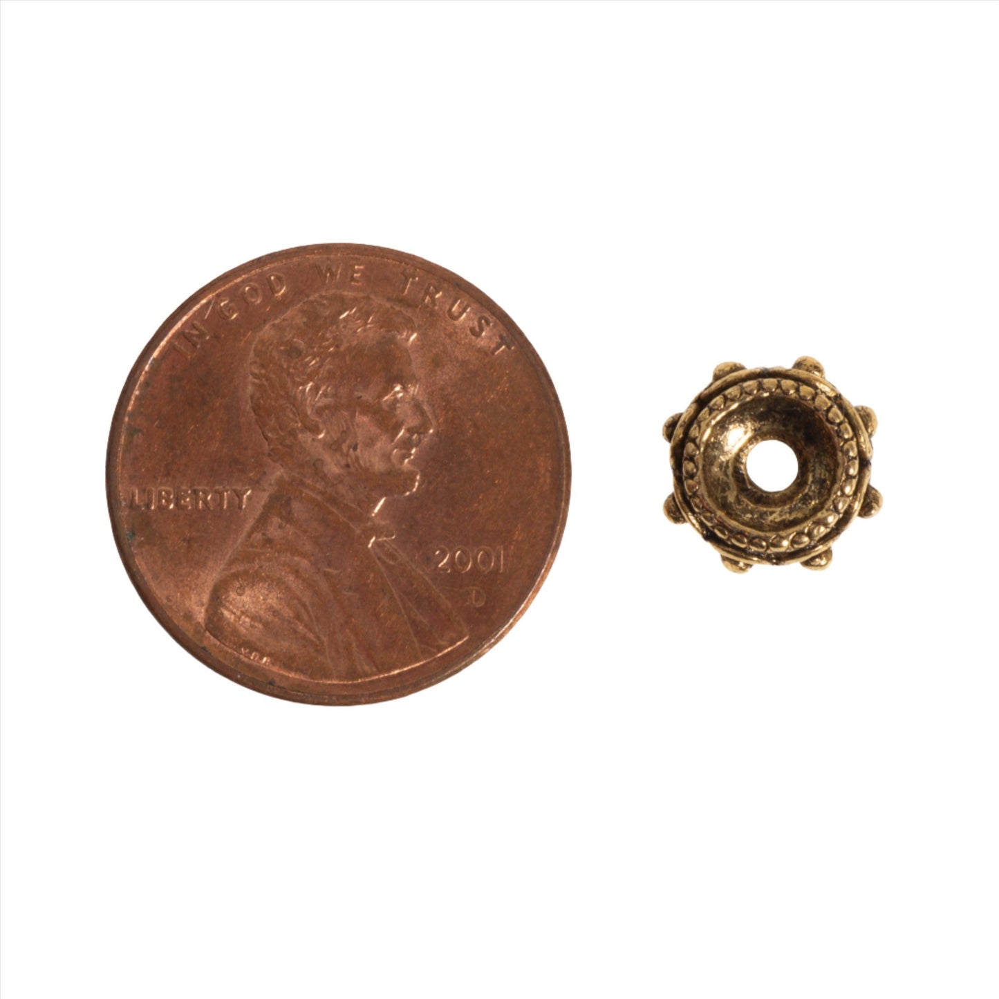 Pewter Bead available in Silver & Gold measures 9mm x 4mm sold by the Piece - CBS2013