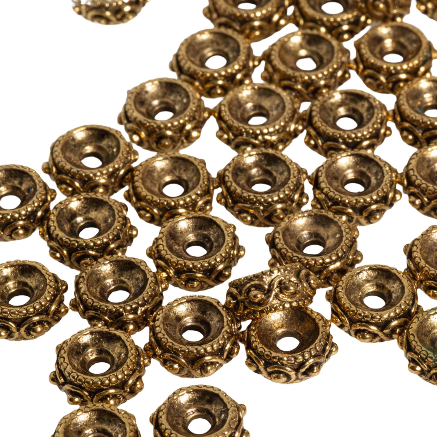 Pewter Bead available in Silver & Gold measures 9mm x 4mm sold by the Piece - CBS2013