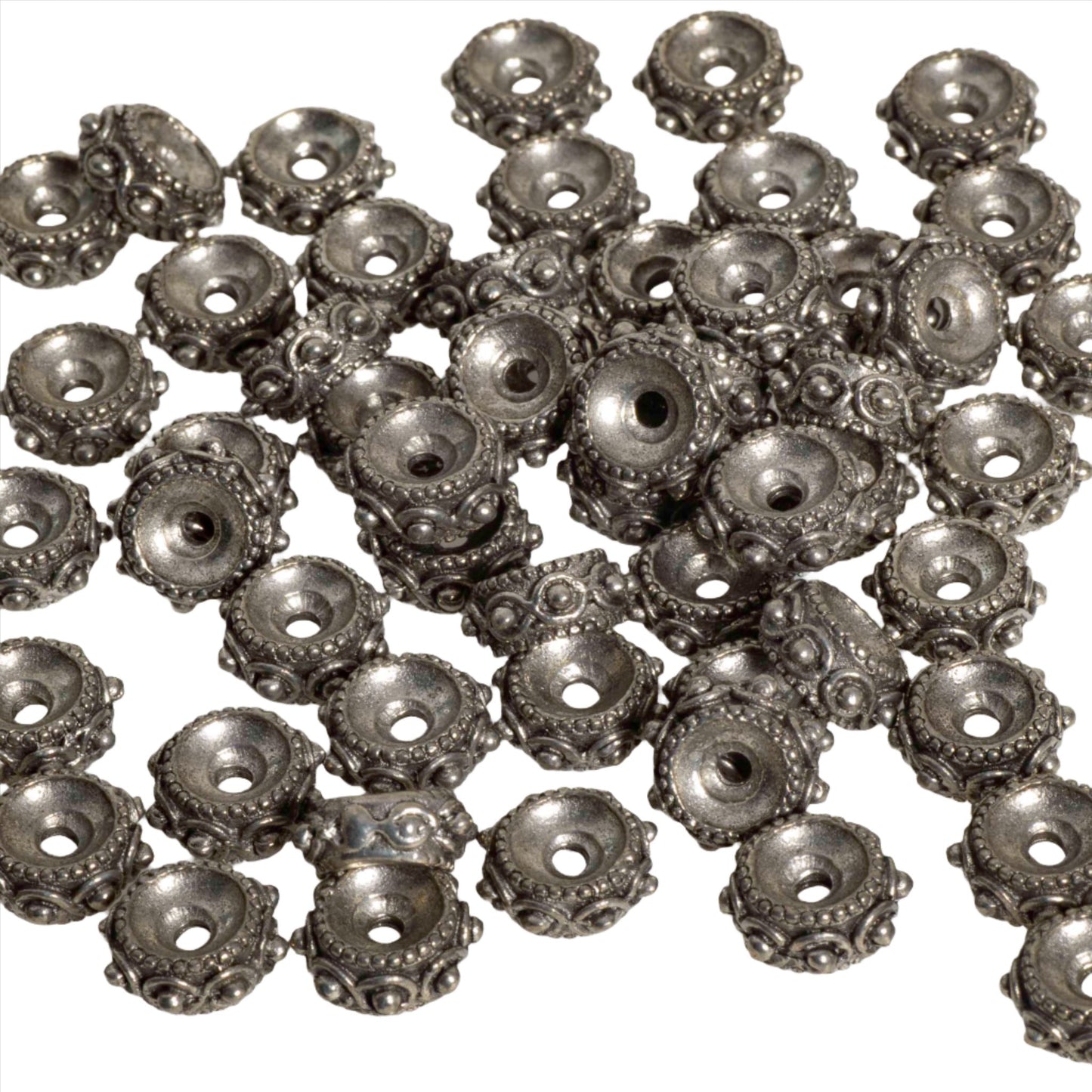Pewter Bead available in Silver & Gold measures 9mm x 4mm sold by the Piece - CBS2013