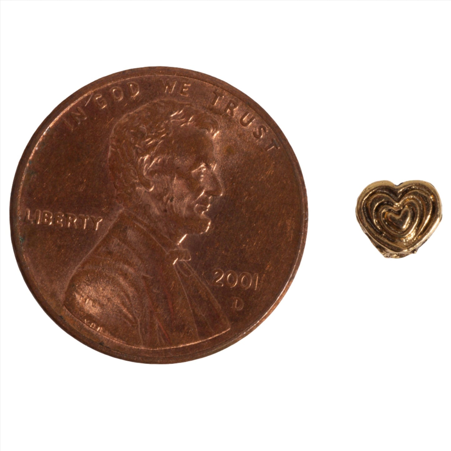 4mm Small Nested Heart Bead - Made of plated pewter - Sold individually - CBS2009