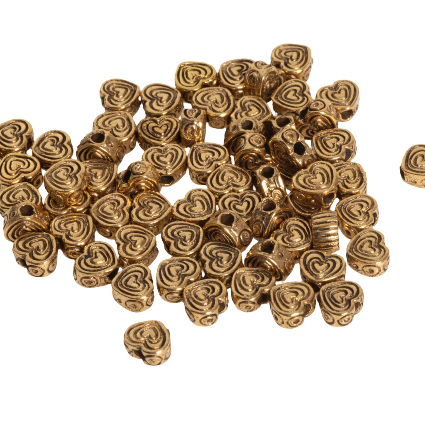 4mm Small Nested Heart Bead - Made of plated pewter - Sold individually - CBS2009