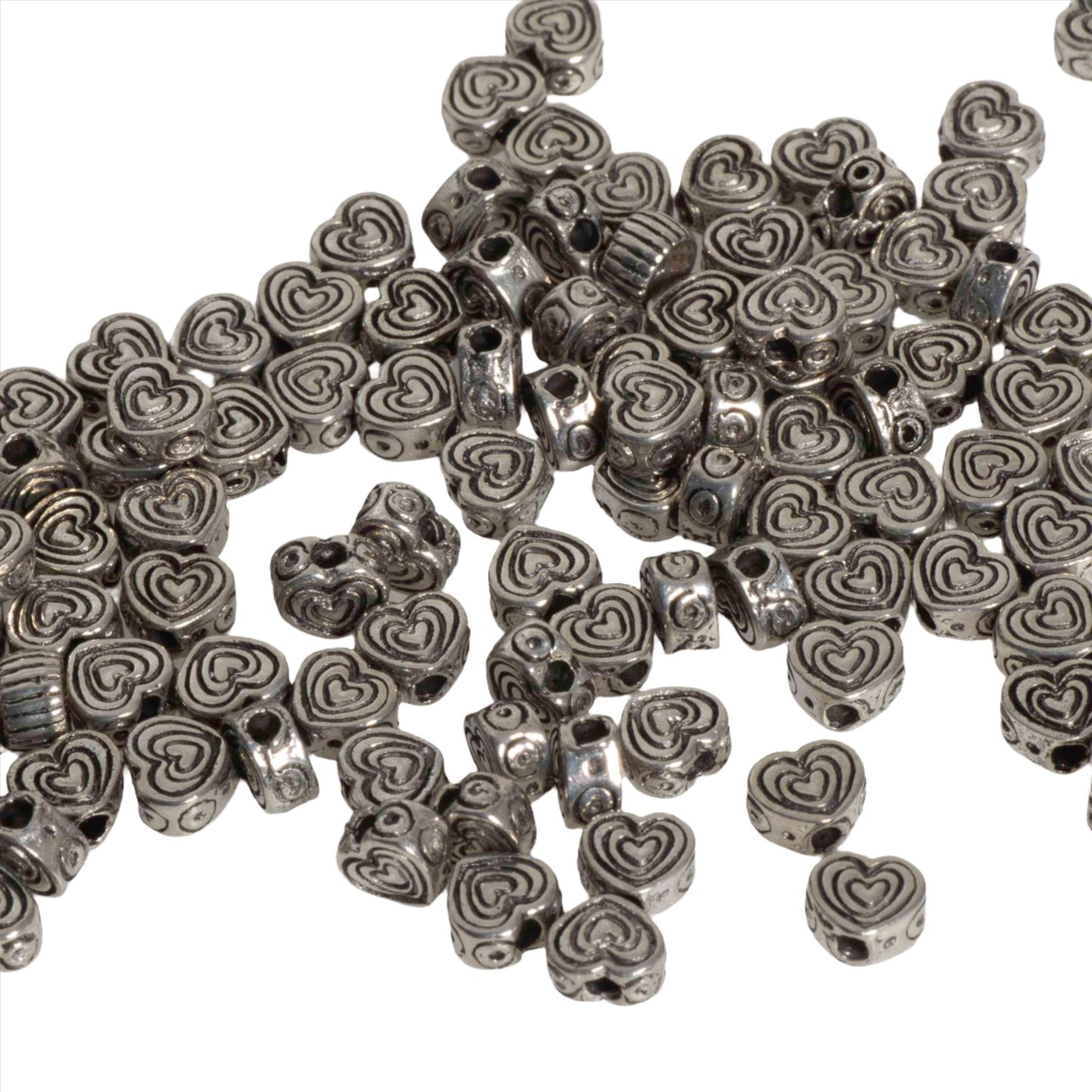 4mm Small Nested Heart Bead - Made of plated pewter - Sold individually - CBS2009