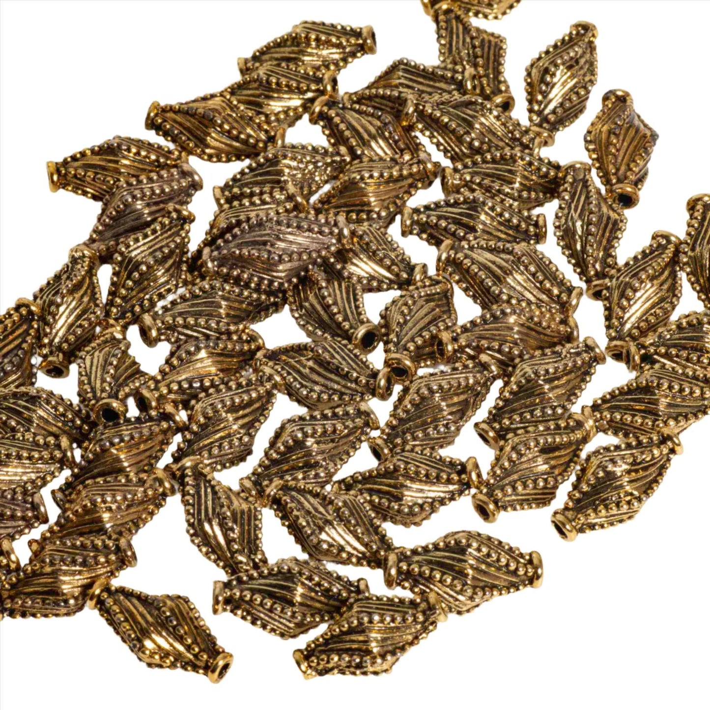 17mm x 9mm Twisted Studded Diamond Bead - Made of Pewter - Sold Individually - CBS147