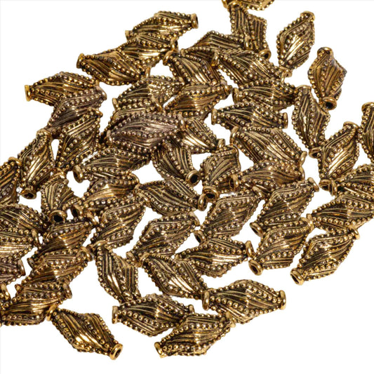 17mm x 9mm Twisted Studded Diamond Bead - Made of Pewter - Sold Individually - CBS147