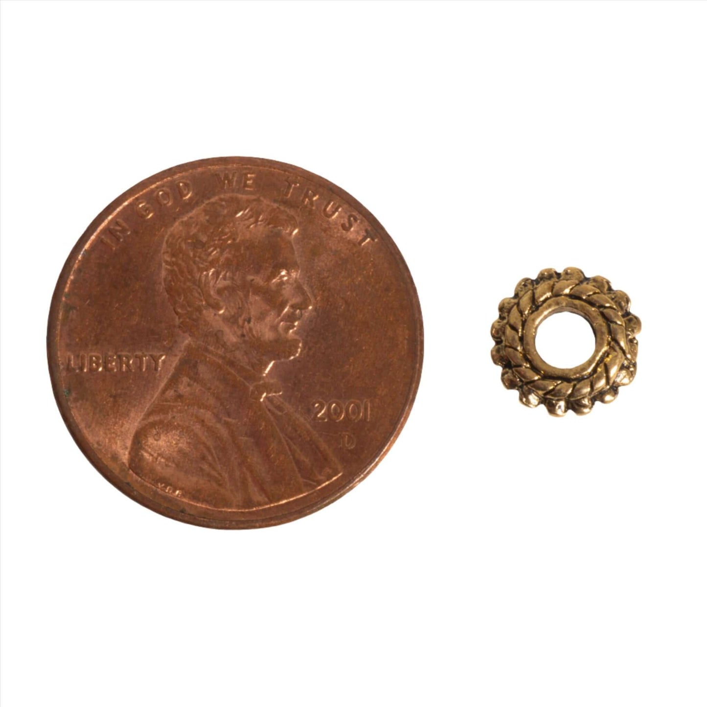 7mm Spiral Rope Loop Bead - Made of Pewter - Gold Finish - Sold Individually - CBS 11/8923