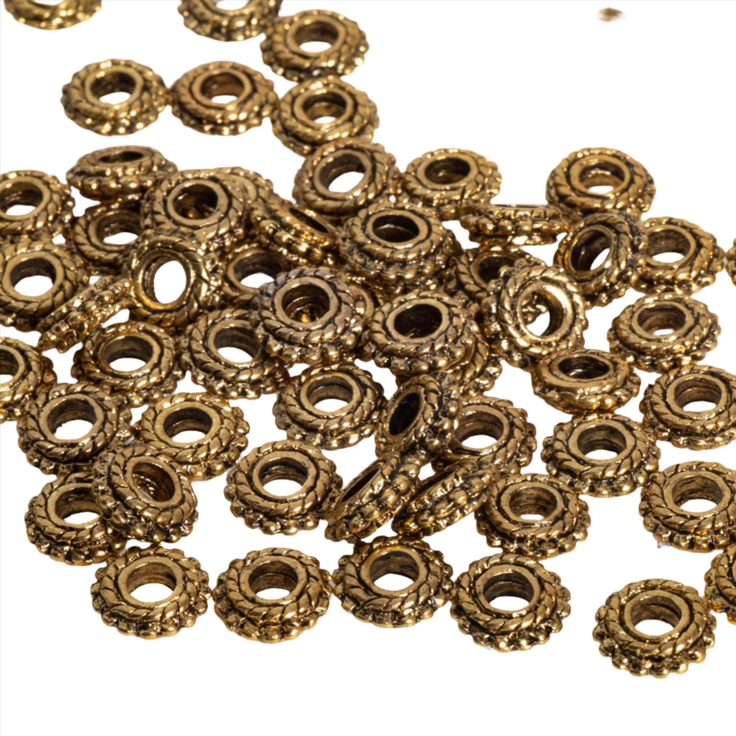7mm Spiral Rope Loop Bead - Made of Pewter - Gold Finish - Sold Individually - CBS 11/8923
