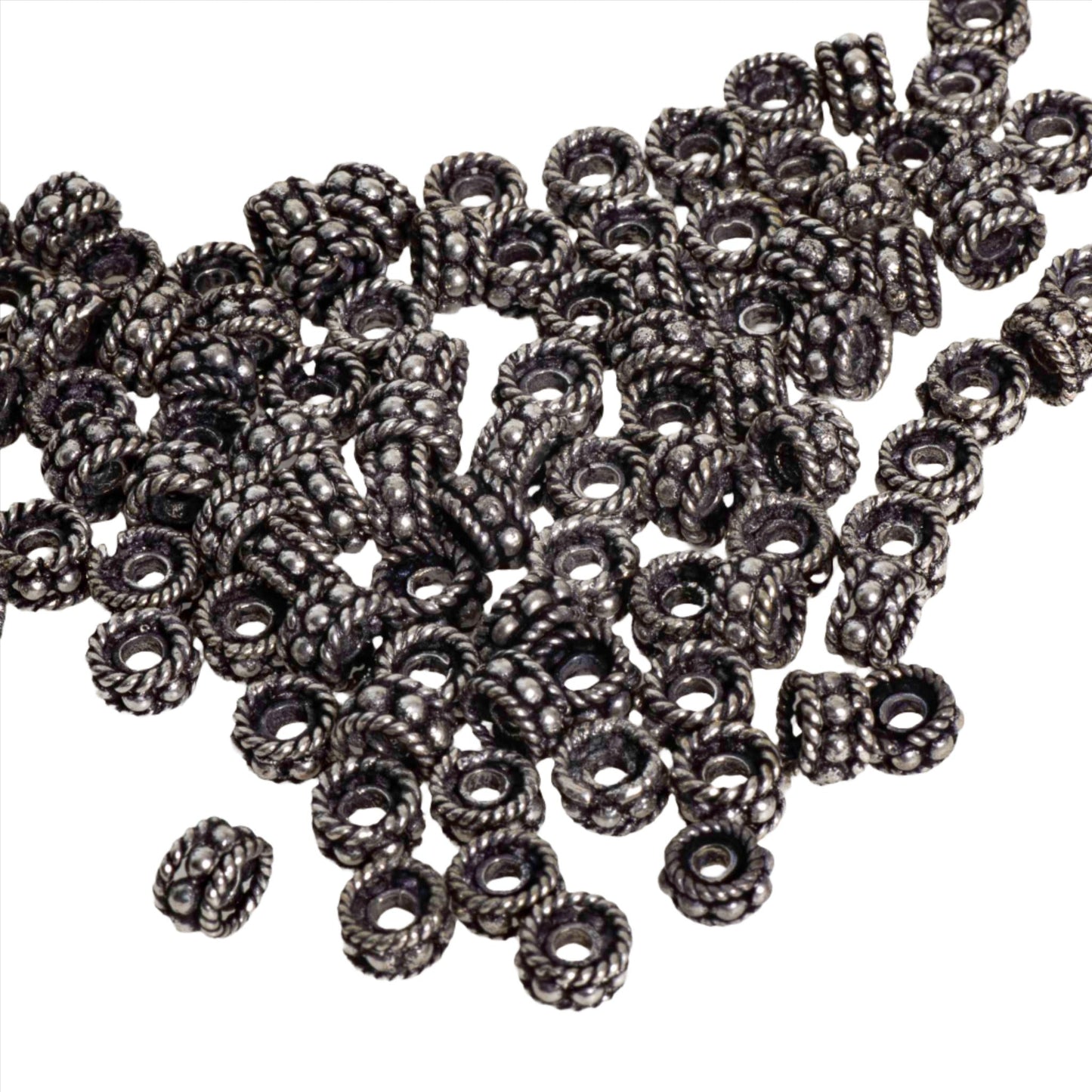 5mm x 3mm Rondelle Rope Studded Bead - Made of Copper - Sold Individually - CS1222