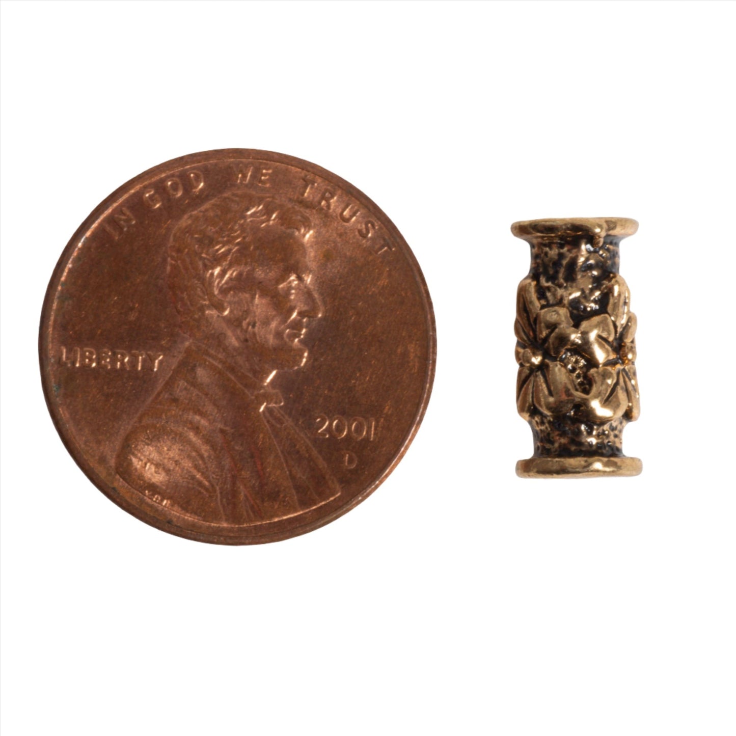 13mm x 6mm Flower Post Bead - Available in Antique Pewter & Gold Finishes - CBS 11/6393