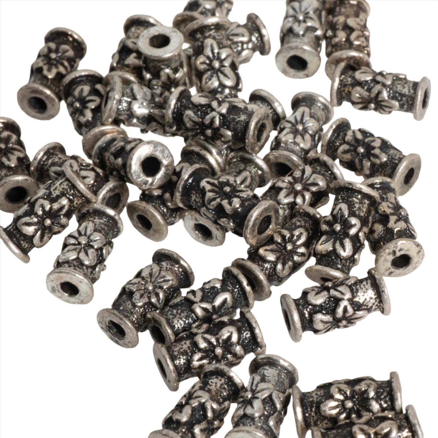 13mm x 6mm Flower Post Bead - Available in Antique Pewter & Gold Finishes - CBS 11/6393