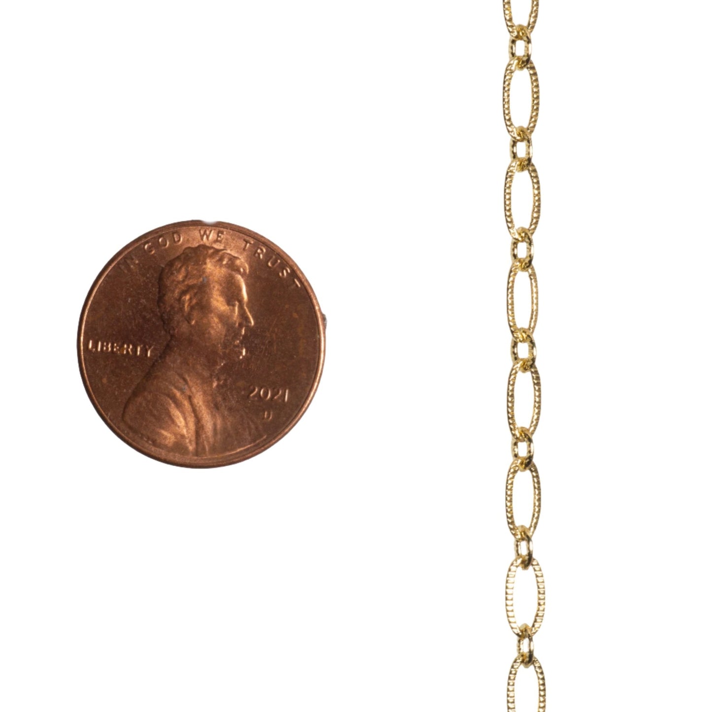 6.4mm x 3mm Textured Oval Cable Chain Sold by The Foot - CH 820