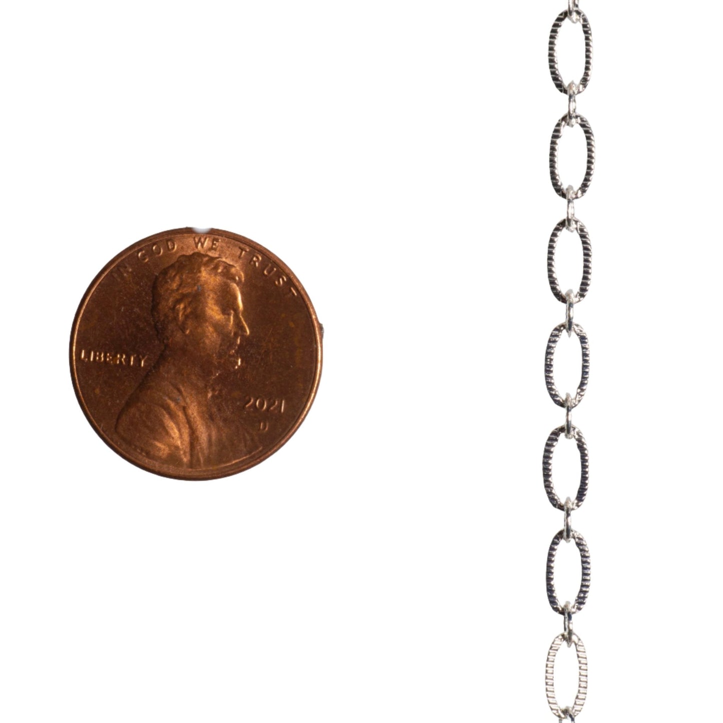 6.4mm x 3mm Textured Oval Cable Chain Sold by The Foot - CH 820