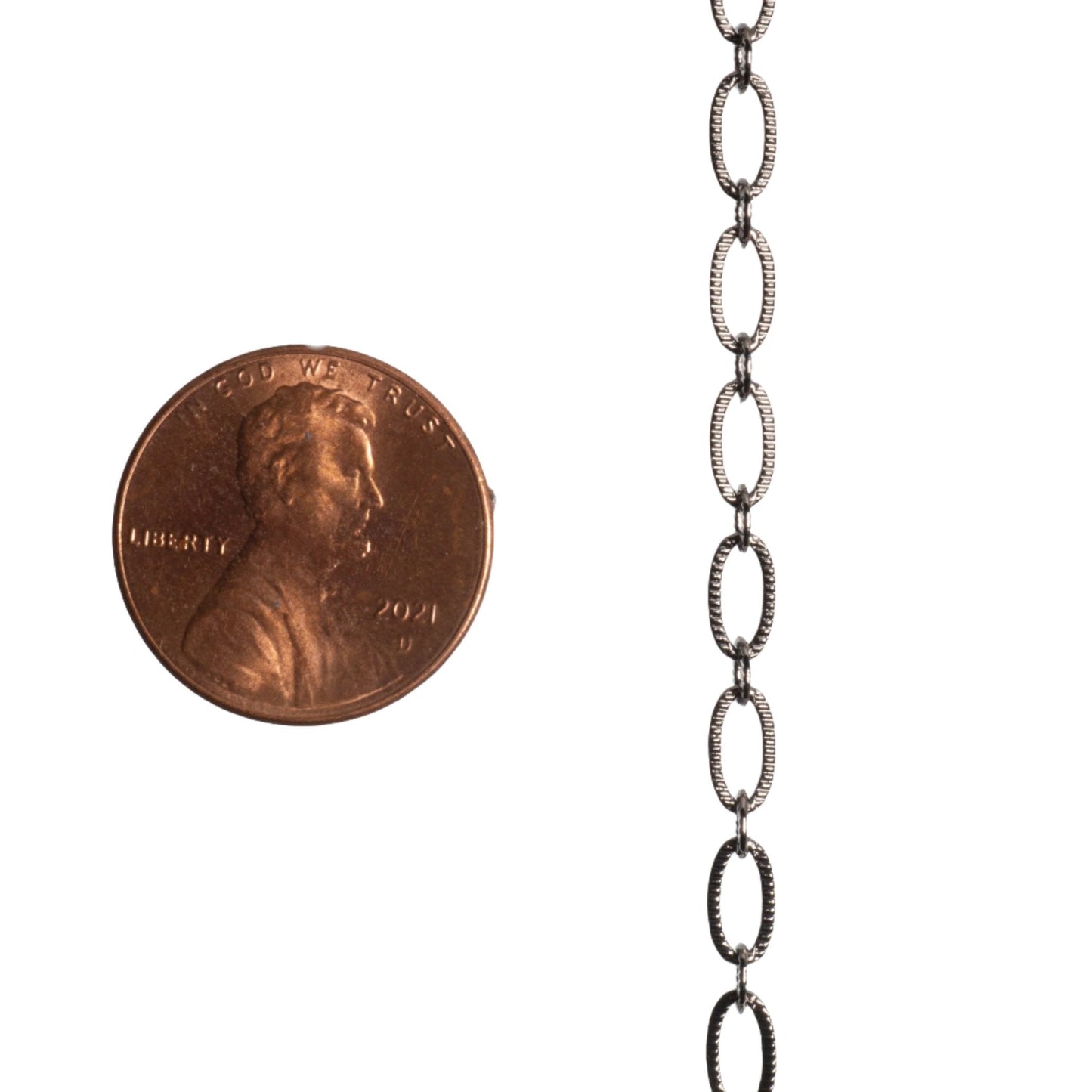 6.4mm x 3mm Textured Oval Cable Chain Sold by The Foot - CH 820