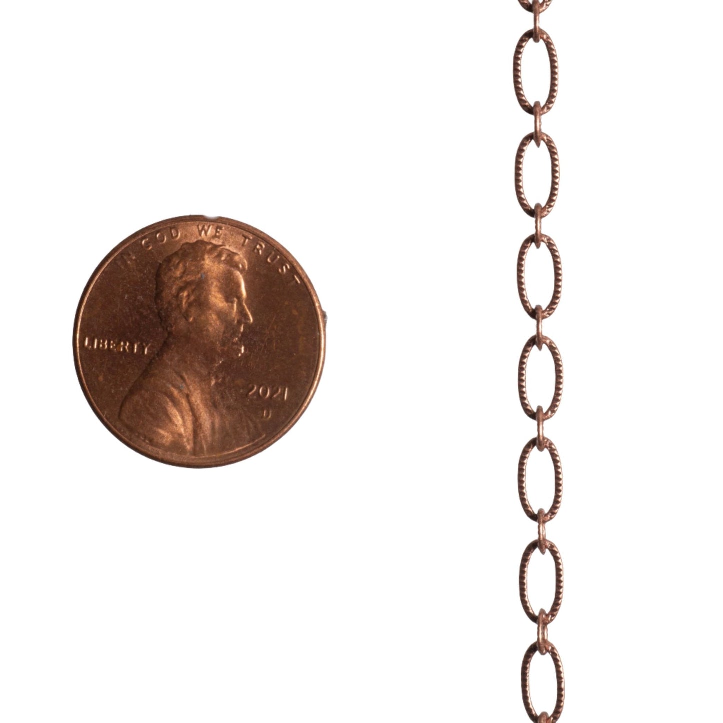 6.4mm x 3mm Textured Oval Cable Chain Sold by The Foot - CH 820