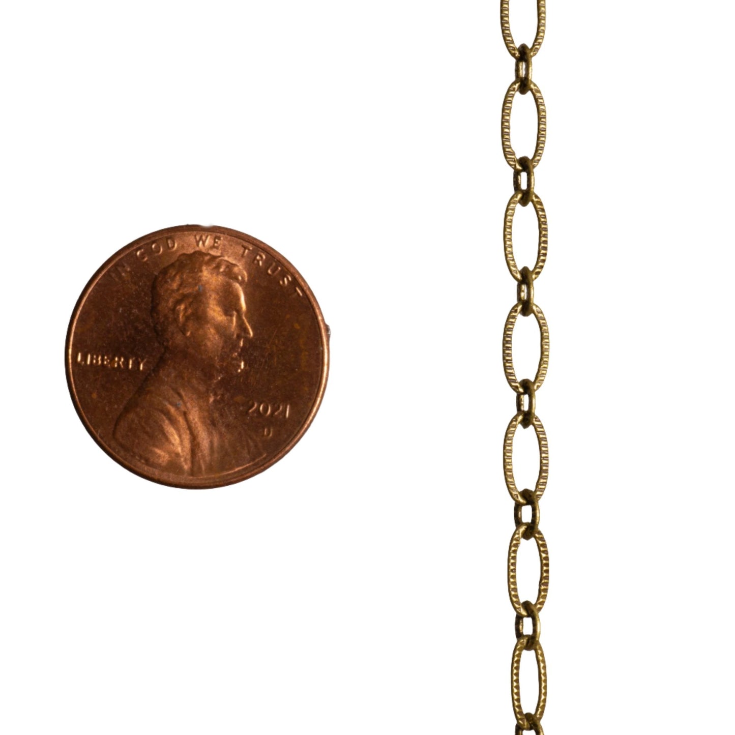 6.4mm x 3mm Textured Oval Cable Chain Sold by The Foot - CH 820
