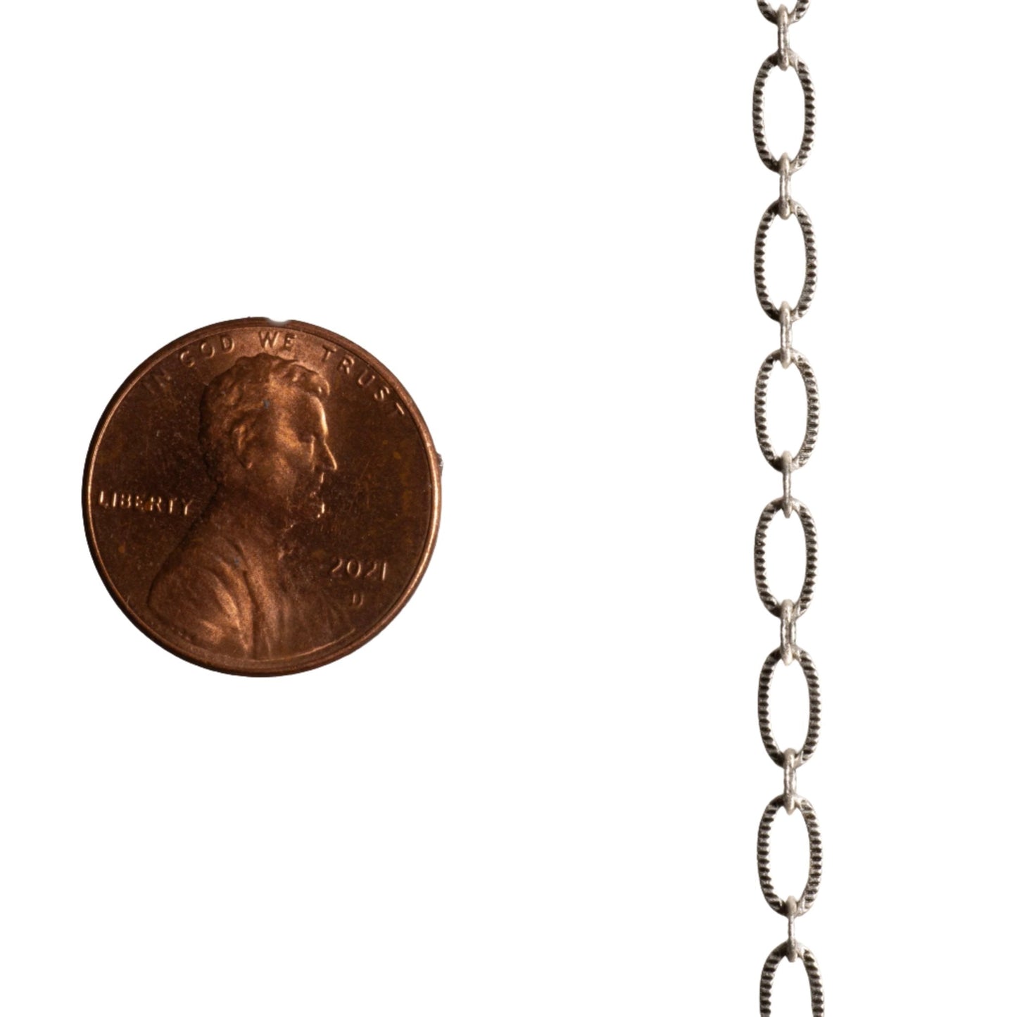 6.4mm x 3mm Textured Oval Cable Chain Sold by The Foot - CH 820