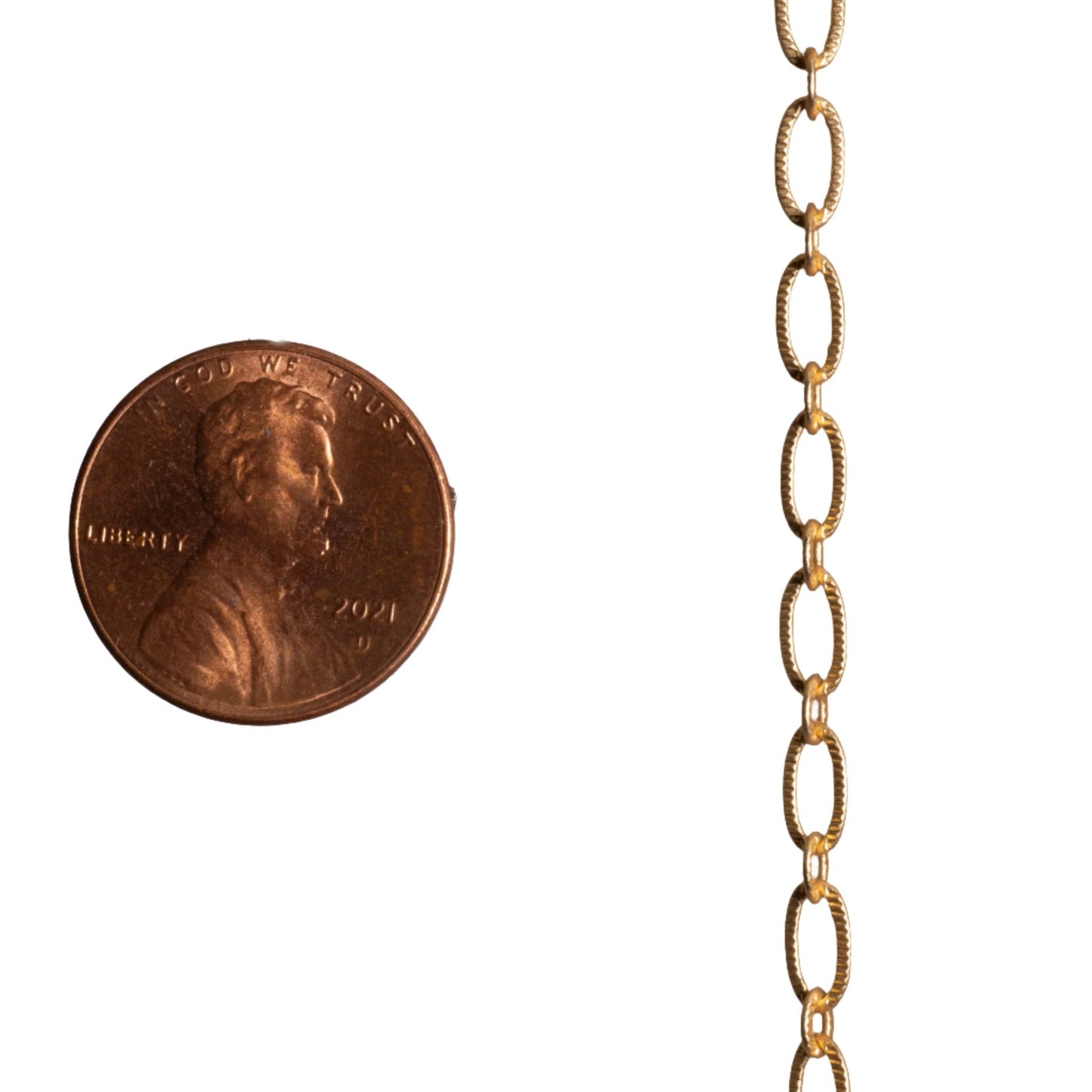 6.4mm x 3mm Textured Oval Cable Chain Sold by The Foot - CH 820