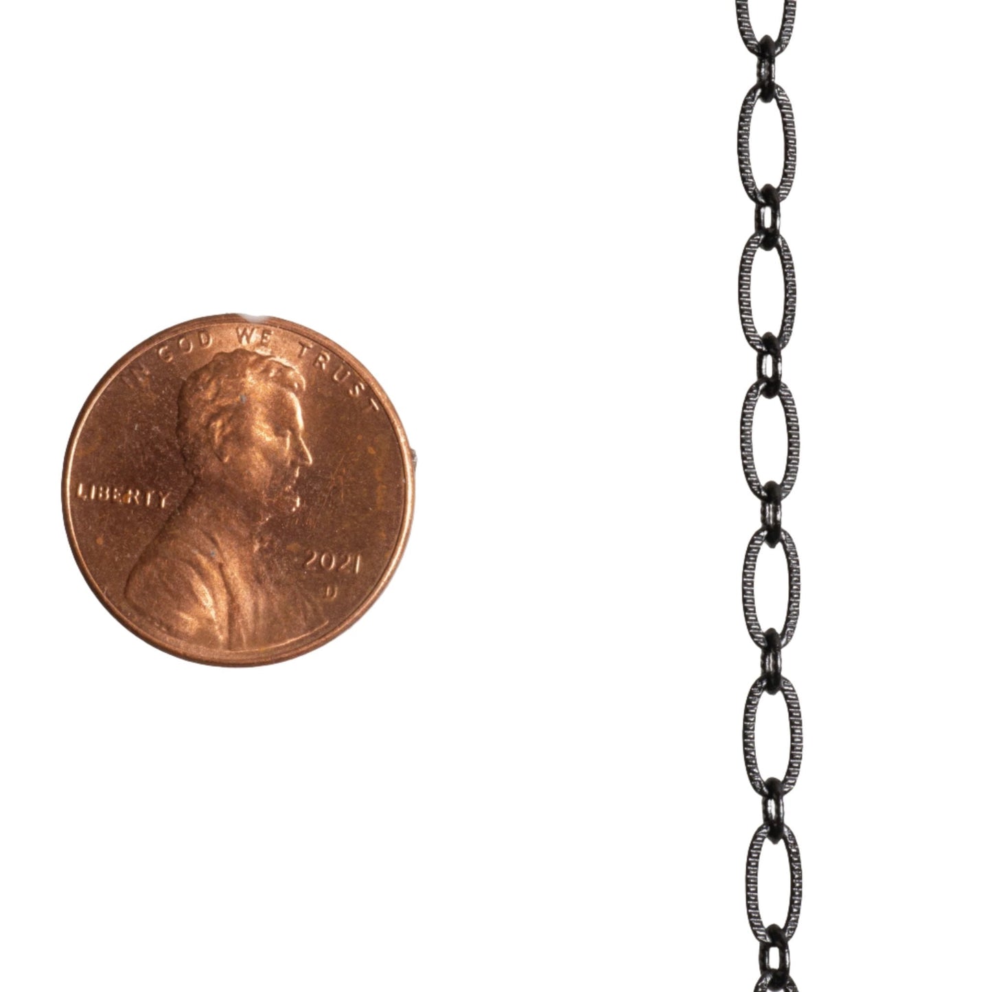 6.4mm x 3mm Textured Oval Cable Chain Sold by The Foot - CH 820