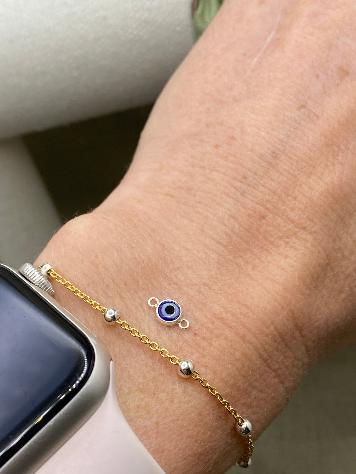 Blue Evil Eye Connectors 4mm - 3 Pack - B48