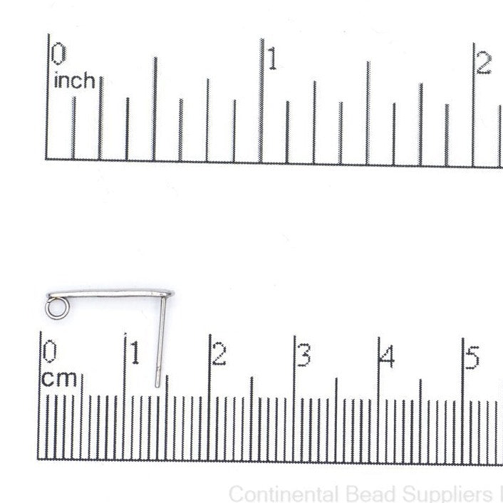 15mm Flat Bar Post Ear Wire Earring w/ Earnut - Stainless Steel - Sold Individually - EW11SS
