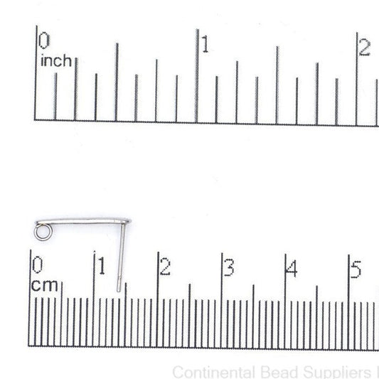 15mm Flat Bar Post Ear Wire Earring w/ Earnut - Stainless Steel - Sold Individually - EW11SS