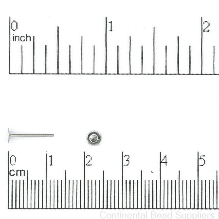 4mm Flat Back Glue-on Post Earwire. Stainless Steel. Sold by the Dozen - EW13SS