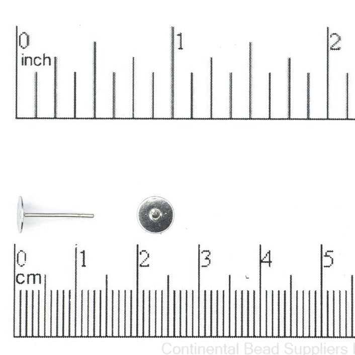 6mm Flat Back Glue-On Post Earwire. Stainless Steel. Sold by the Dozen - EW14SS